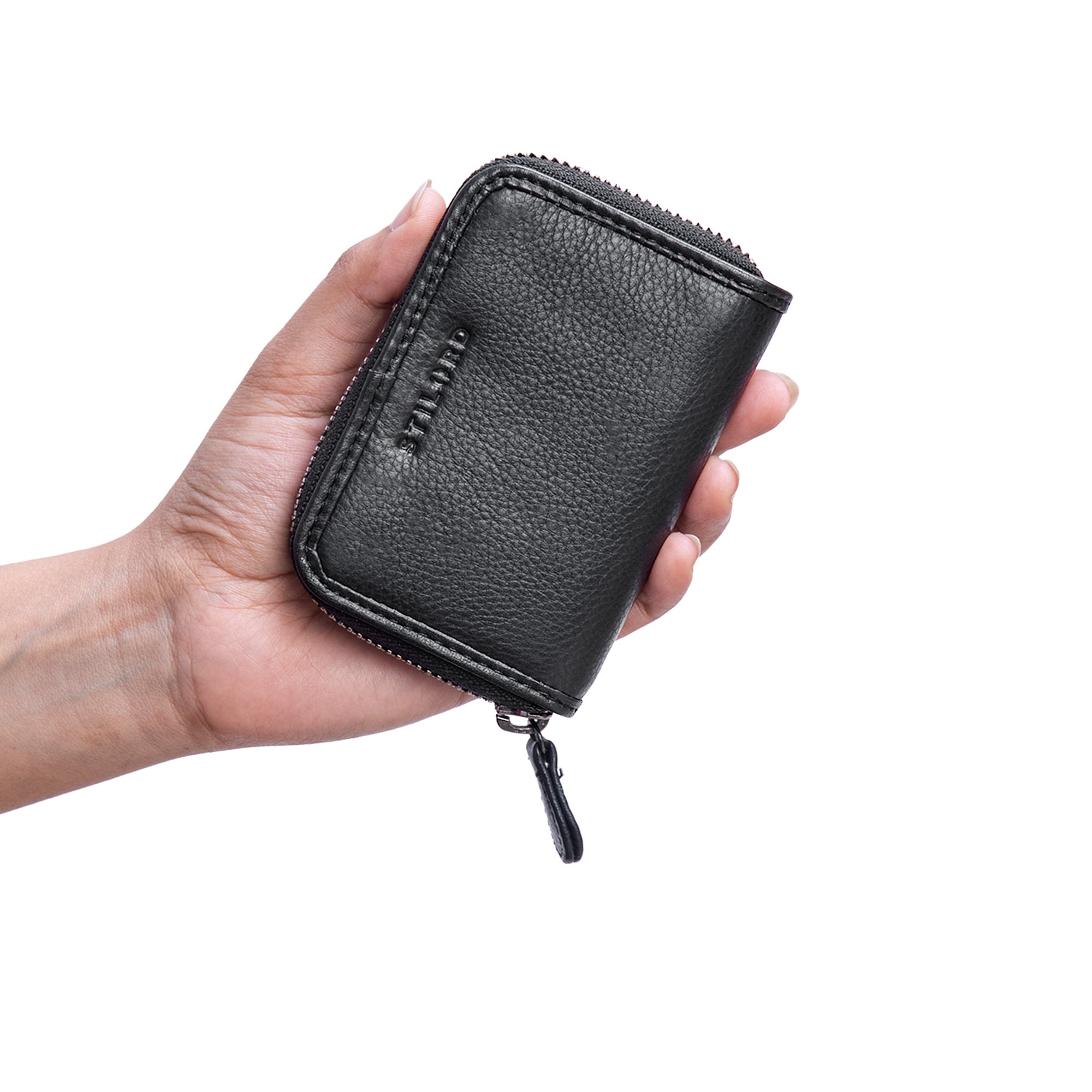 Damen Echt Leder Portemonnaie schwarz