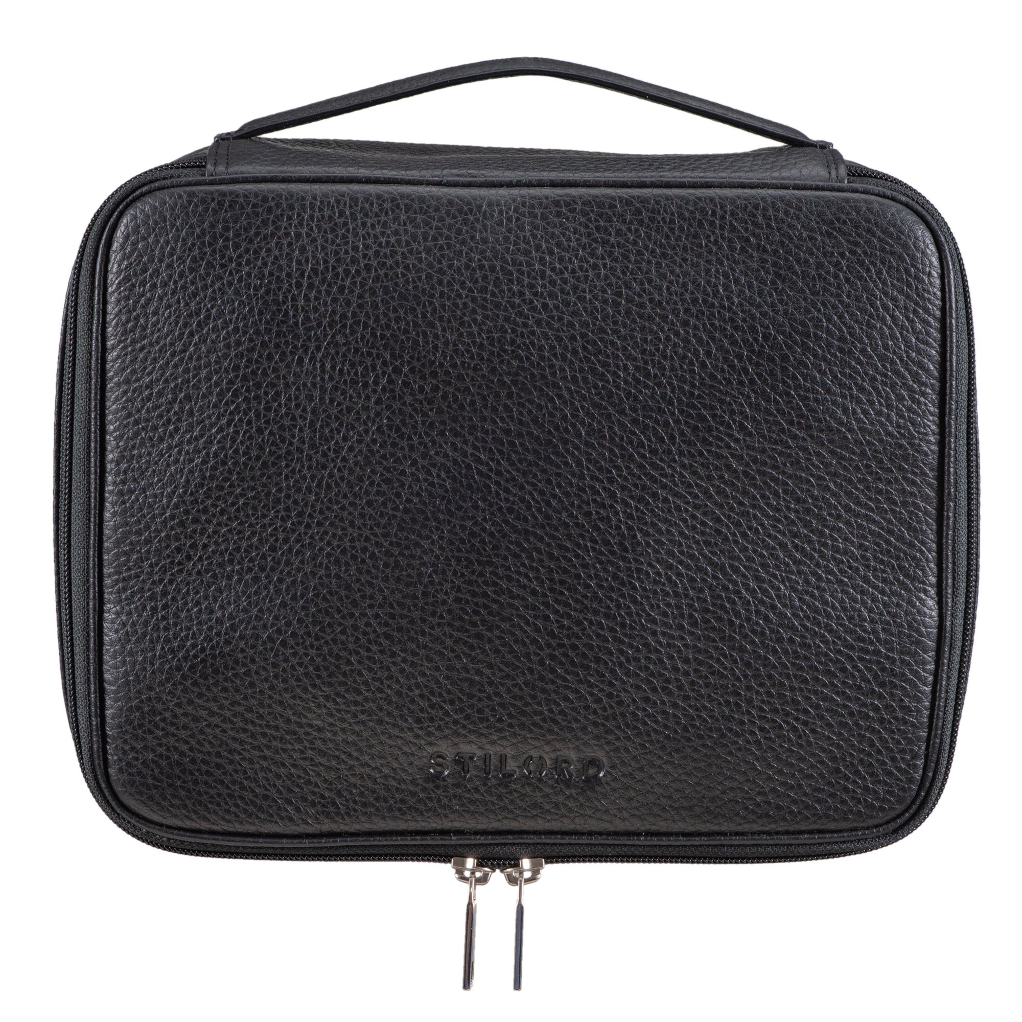 Leder Kulturtasche schwarz