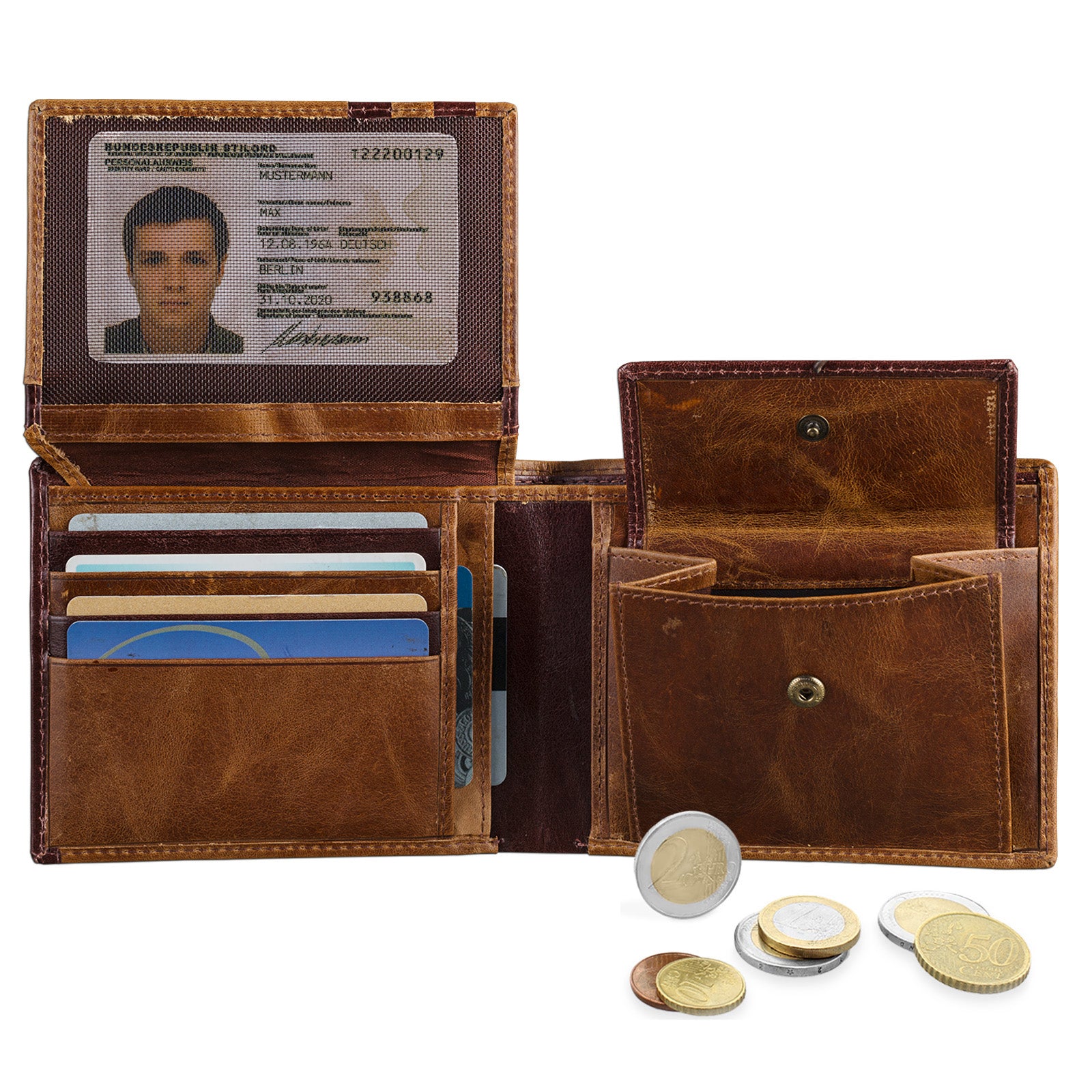 Retro Geldbörse Leder Herren