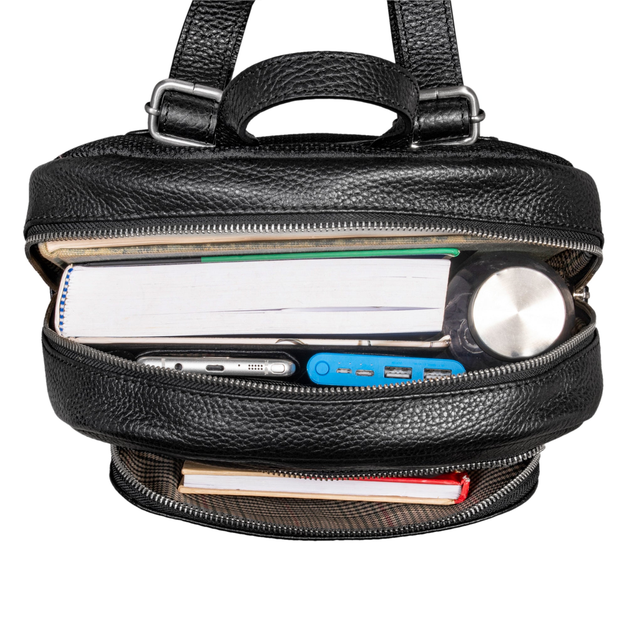 Schwarzer Rucksack Echtleder Retro