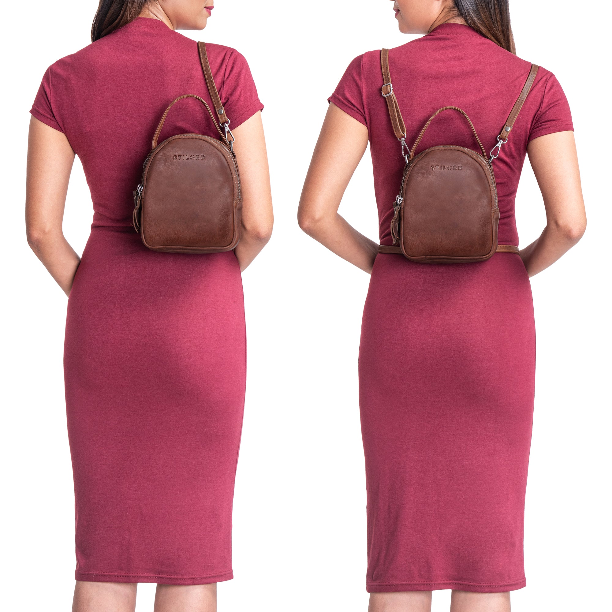 Kleiner lederrucksack damen braun