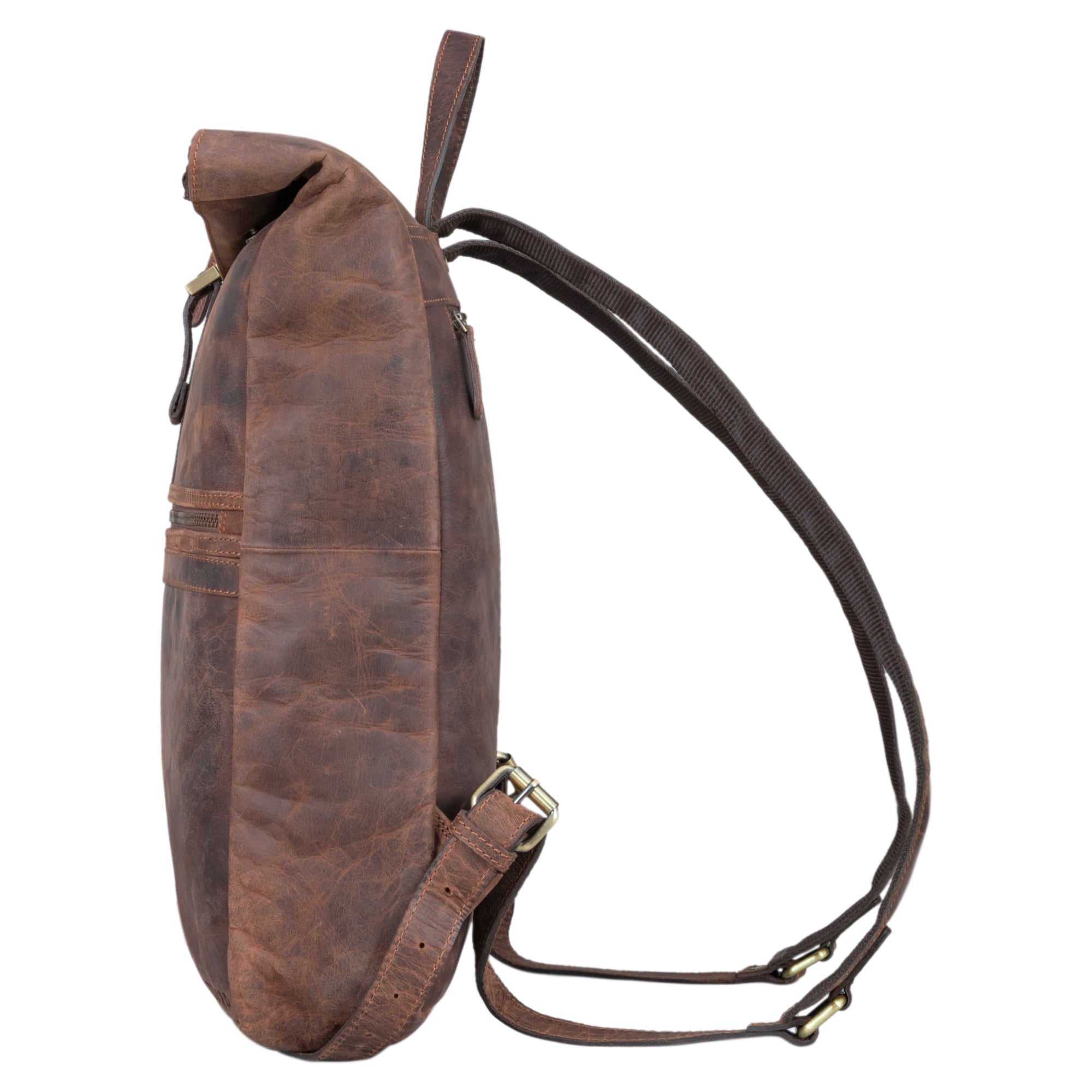 Leder Tagesrucksack Damen braun Rolltop
