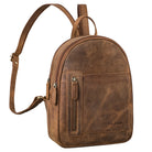Kleiner Damenrucksack Echtleder braun mit verstellbaren Schultergurten