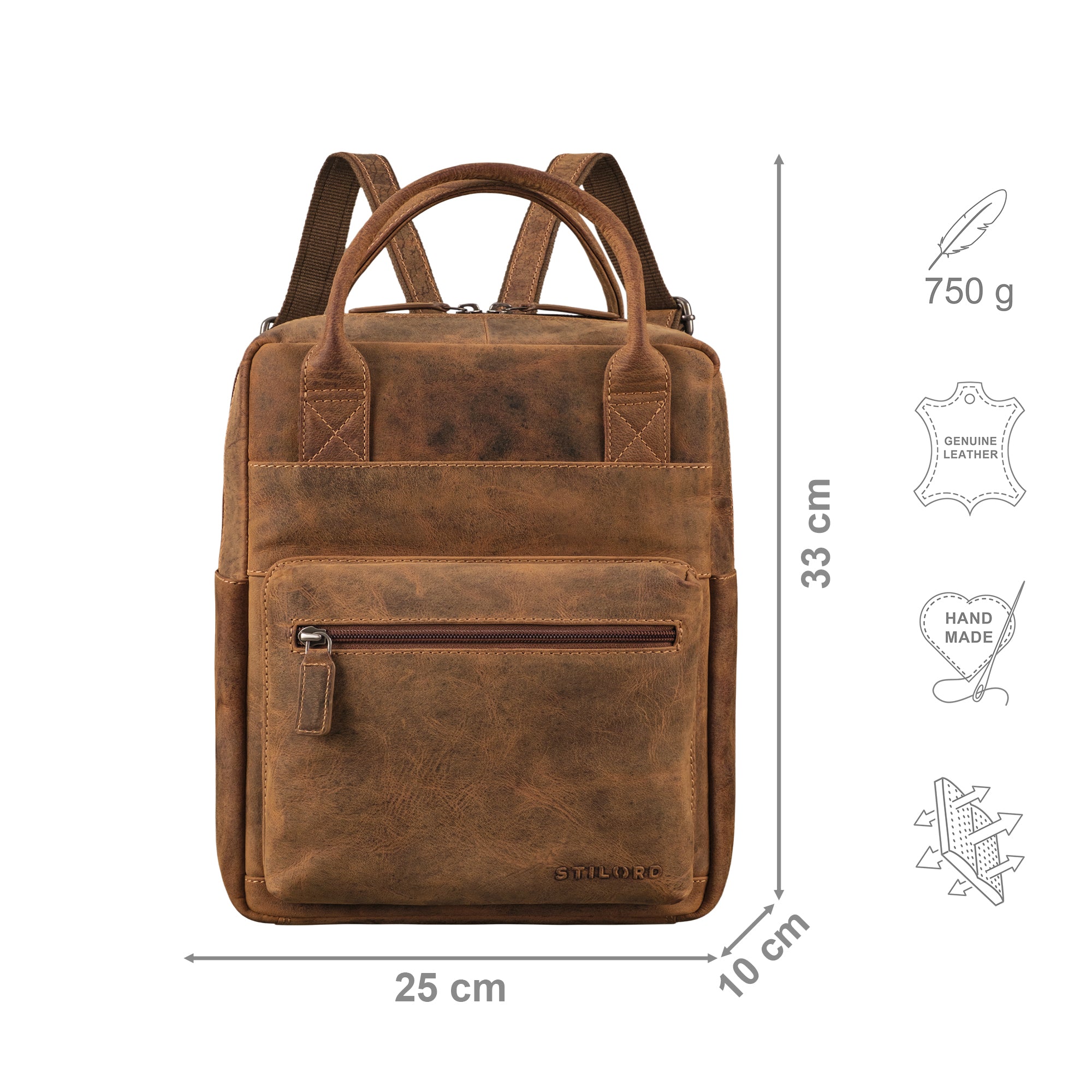 damen rucksack echt leder  braun