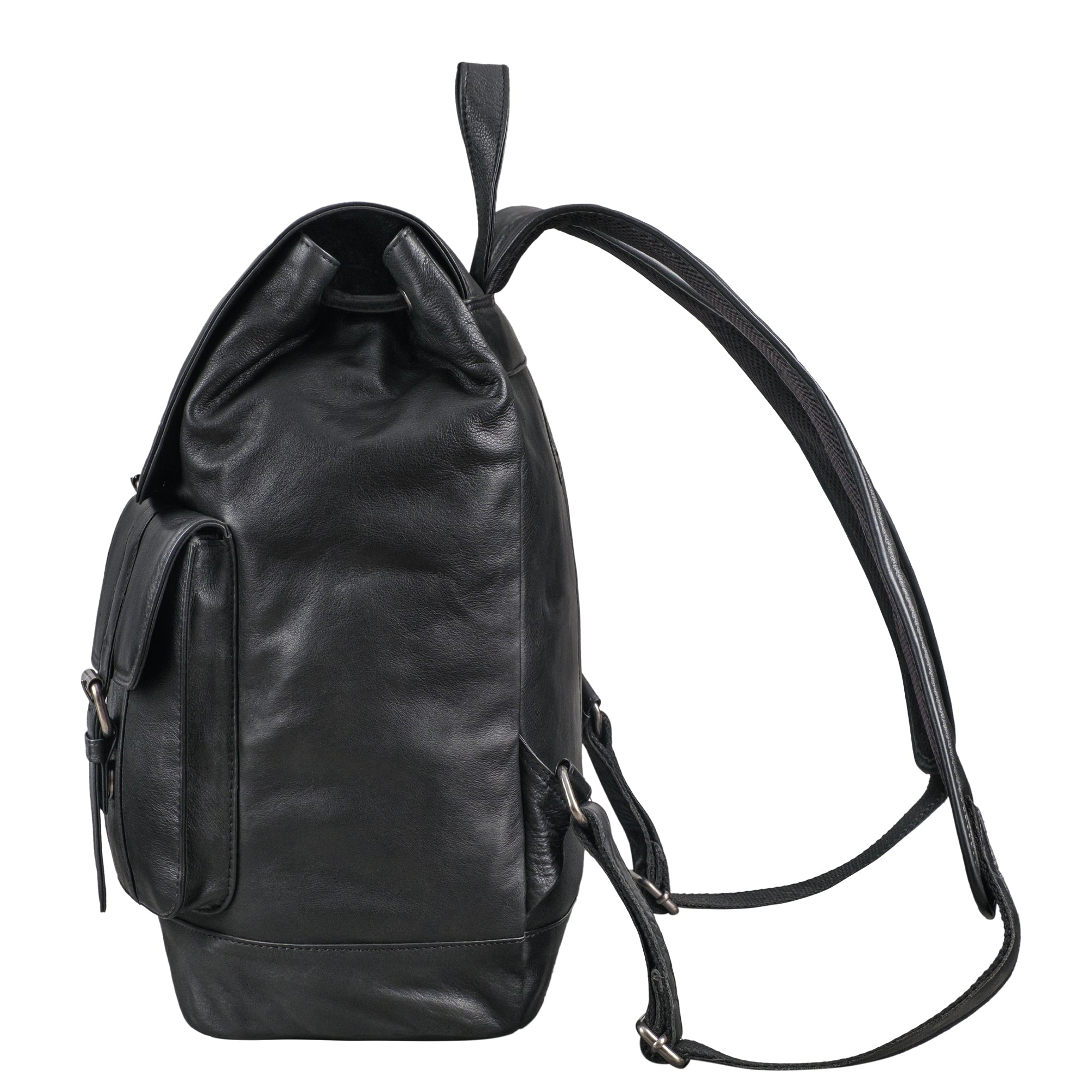 schwarzer Leder Rucksack für Damen
