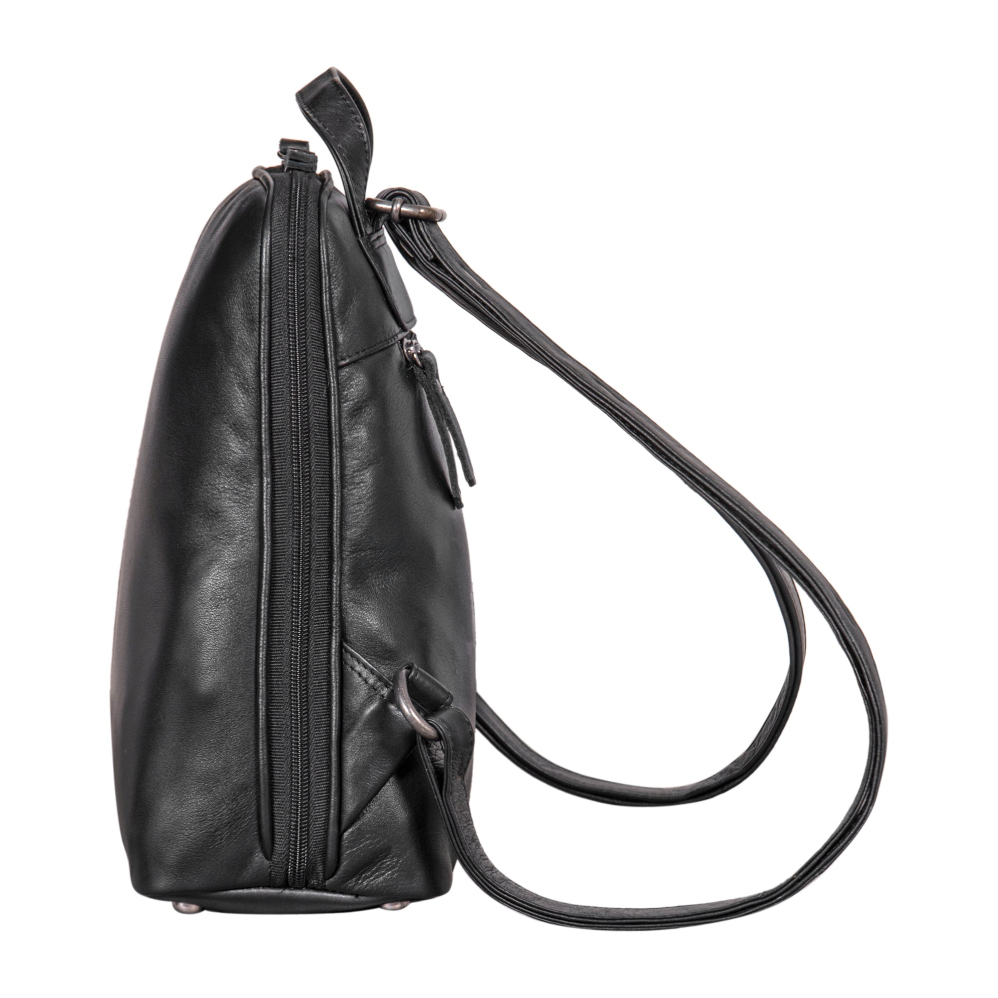 Retro Daypack Leder schwarz