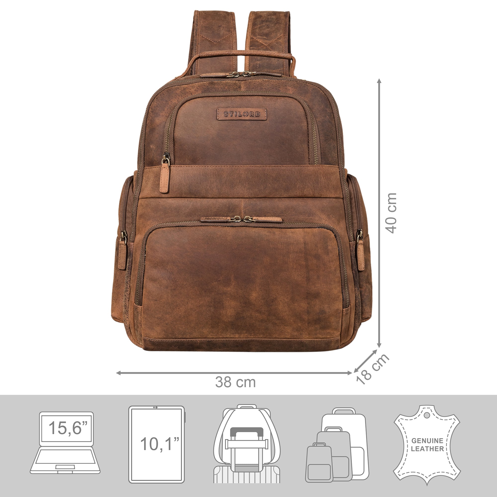 Herren Rucksack XXL braun Echtleder Damen