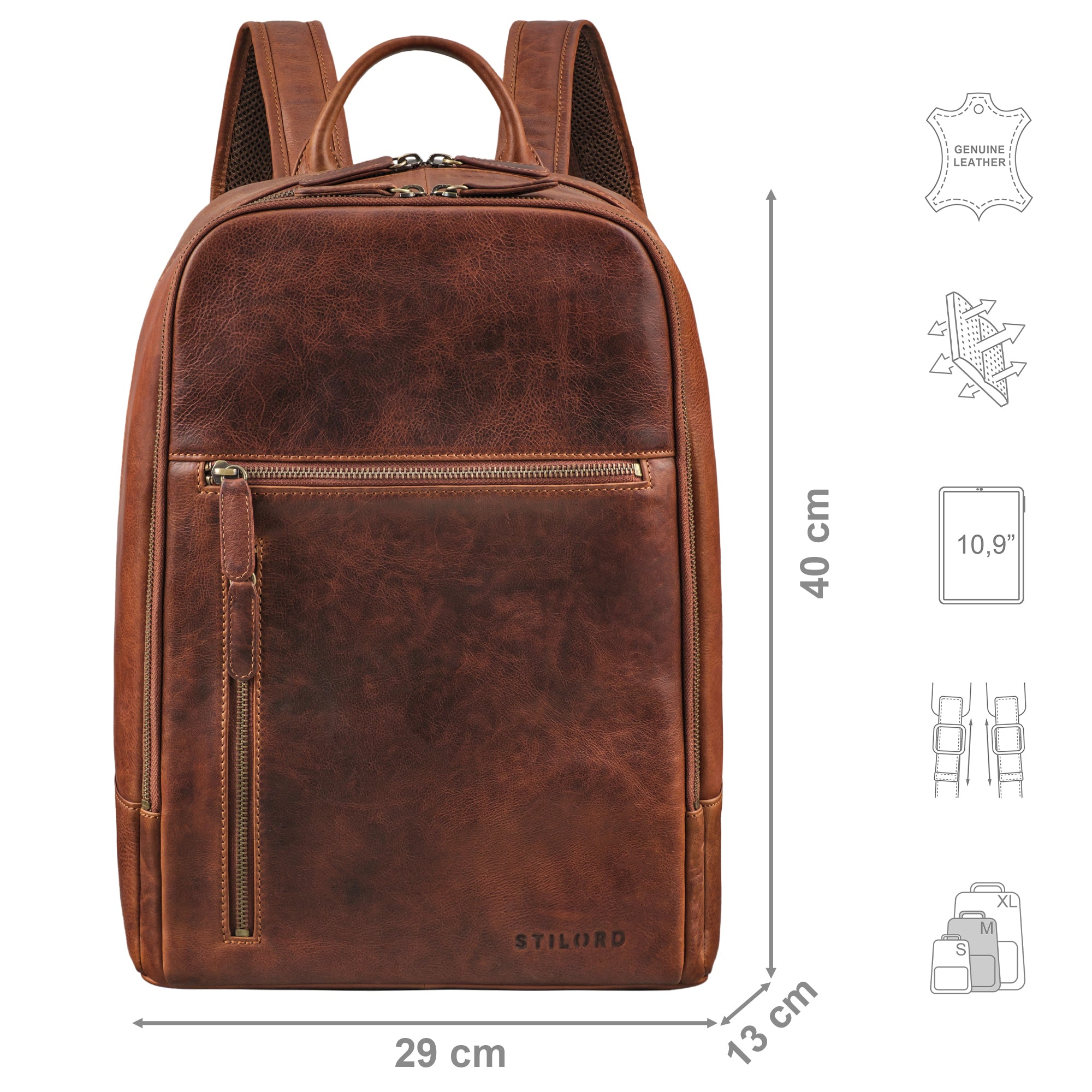 brauner Leder Rucksack für Herren