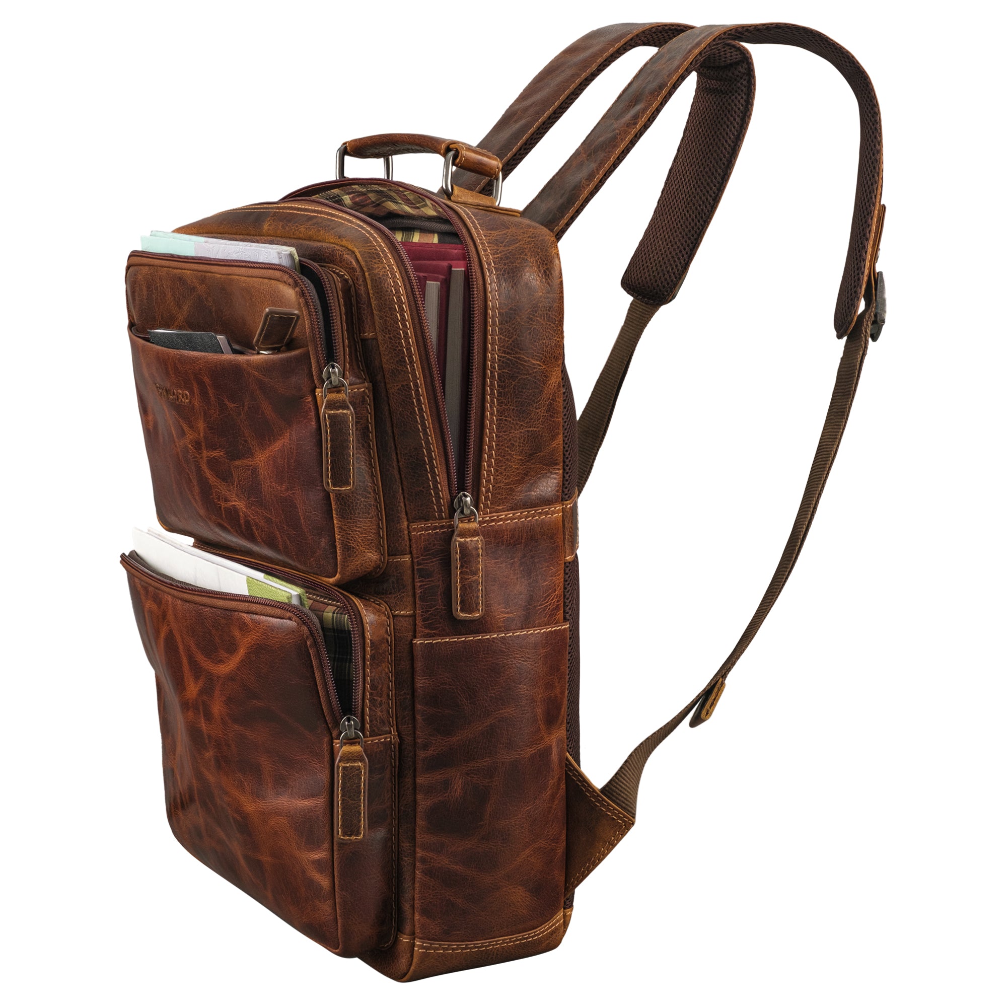 Business Rucksack Leder braun mit verstellbaren Schultergurten