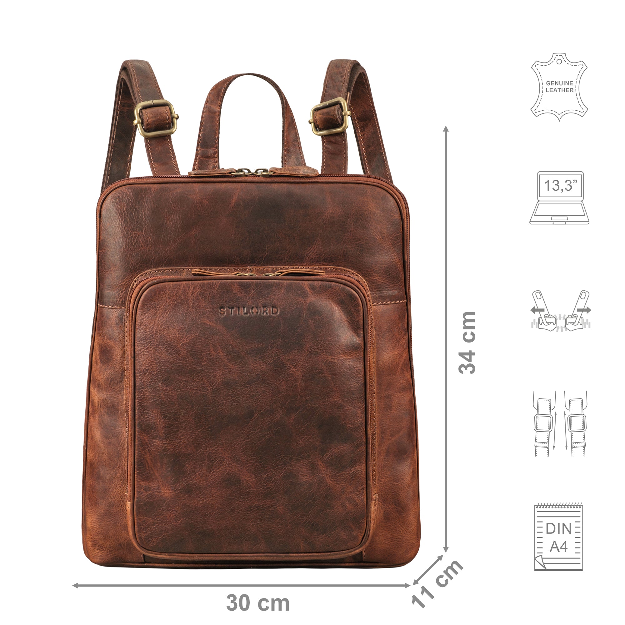  Damen Leder cognac