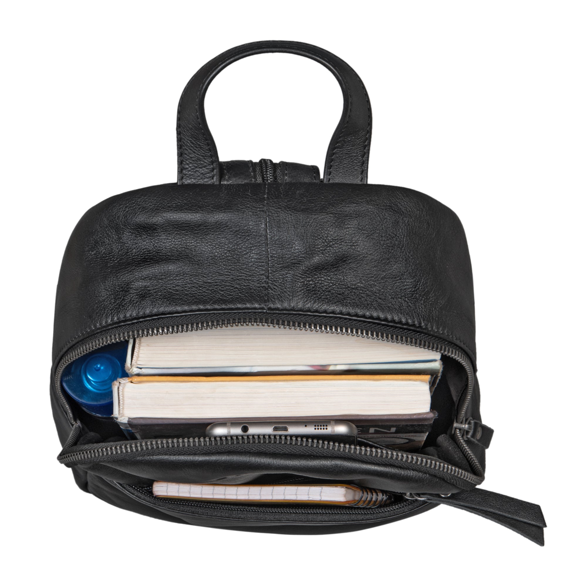 Daypack gross Leder schwarz