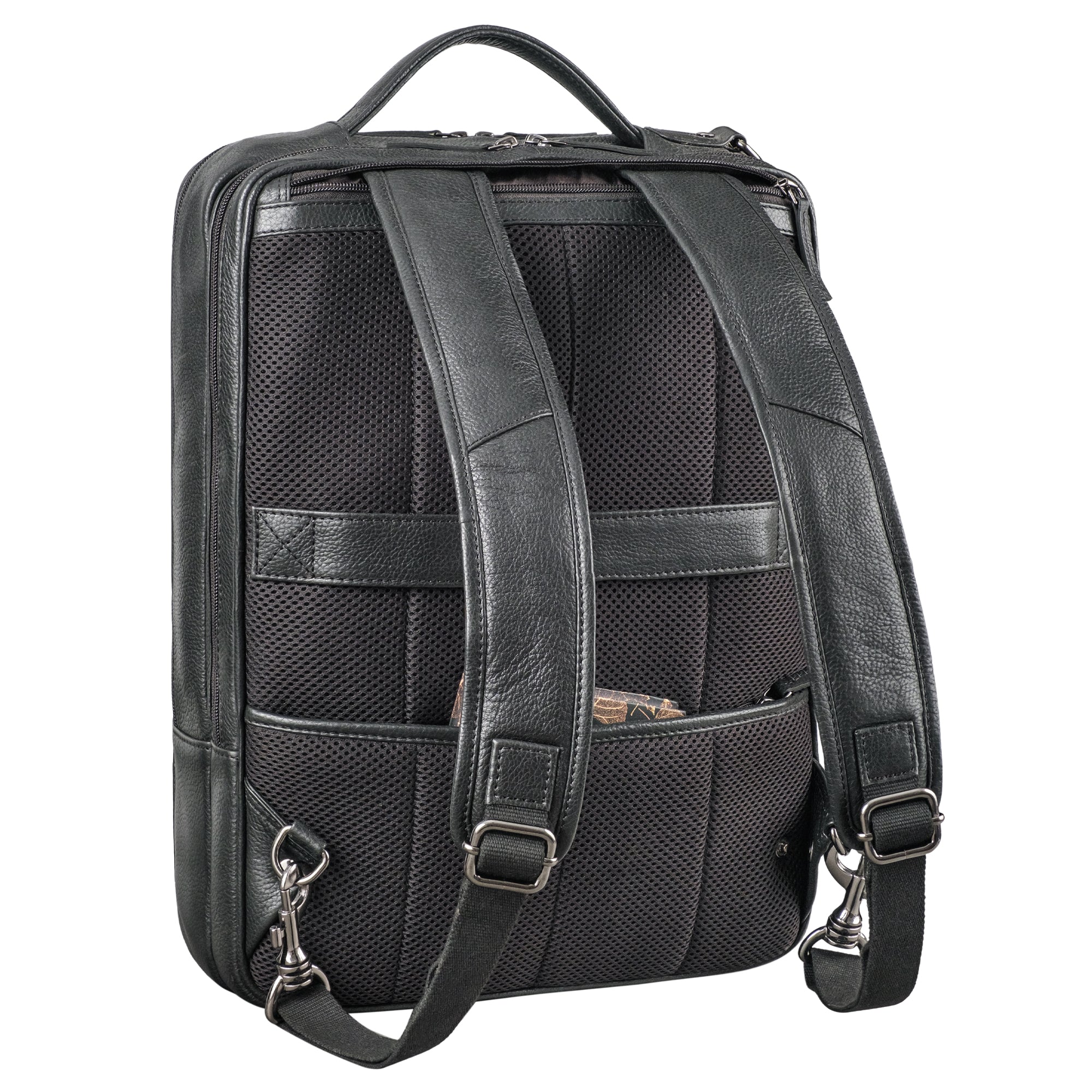 großer schwarzer Lederrucksack