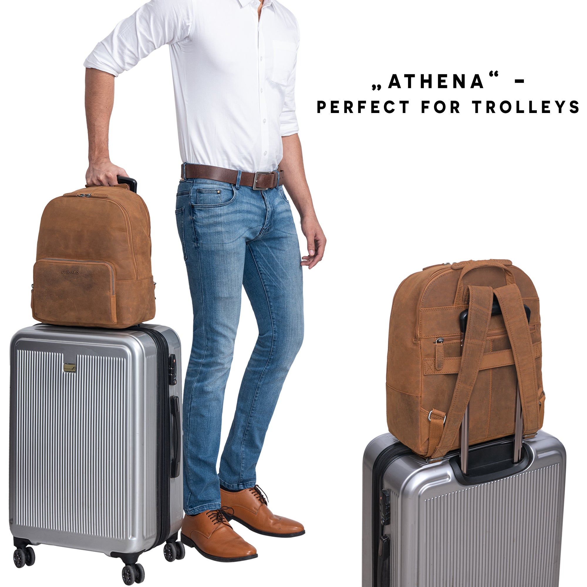 Leder rucksack city urban tasche