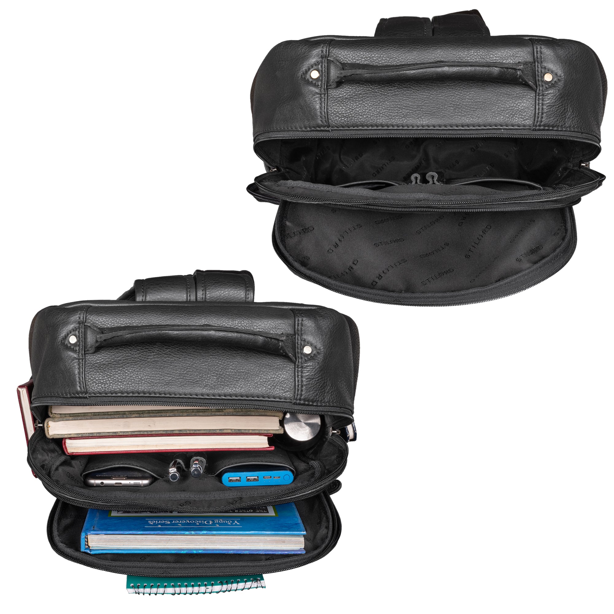 Schwarzer Rucksack viele Fächer