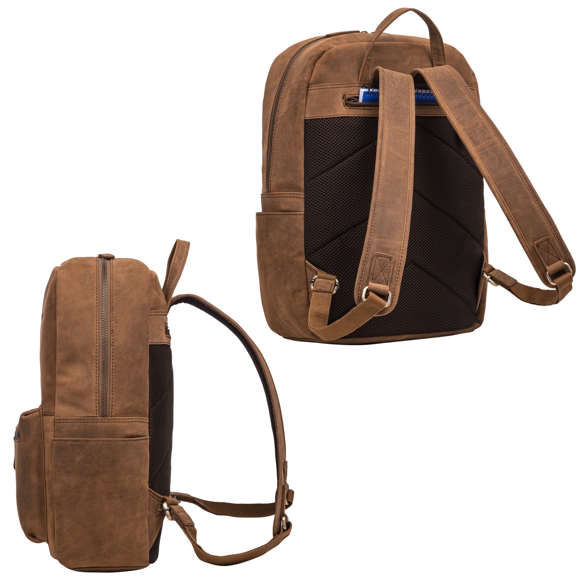 Lederrucksack Schule braun