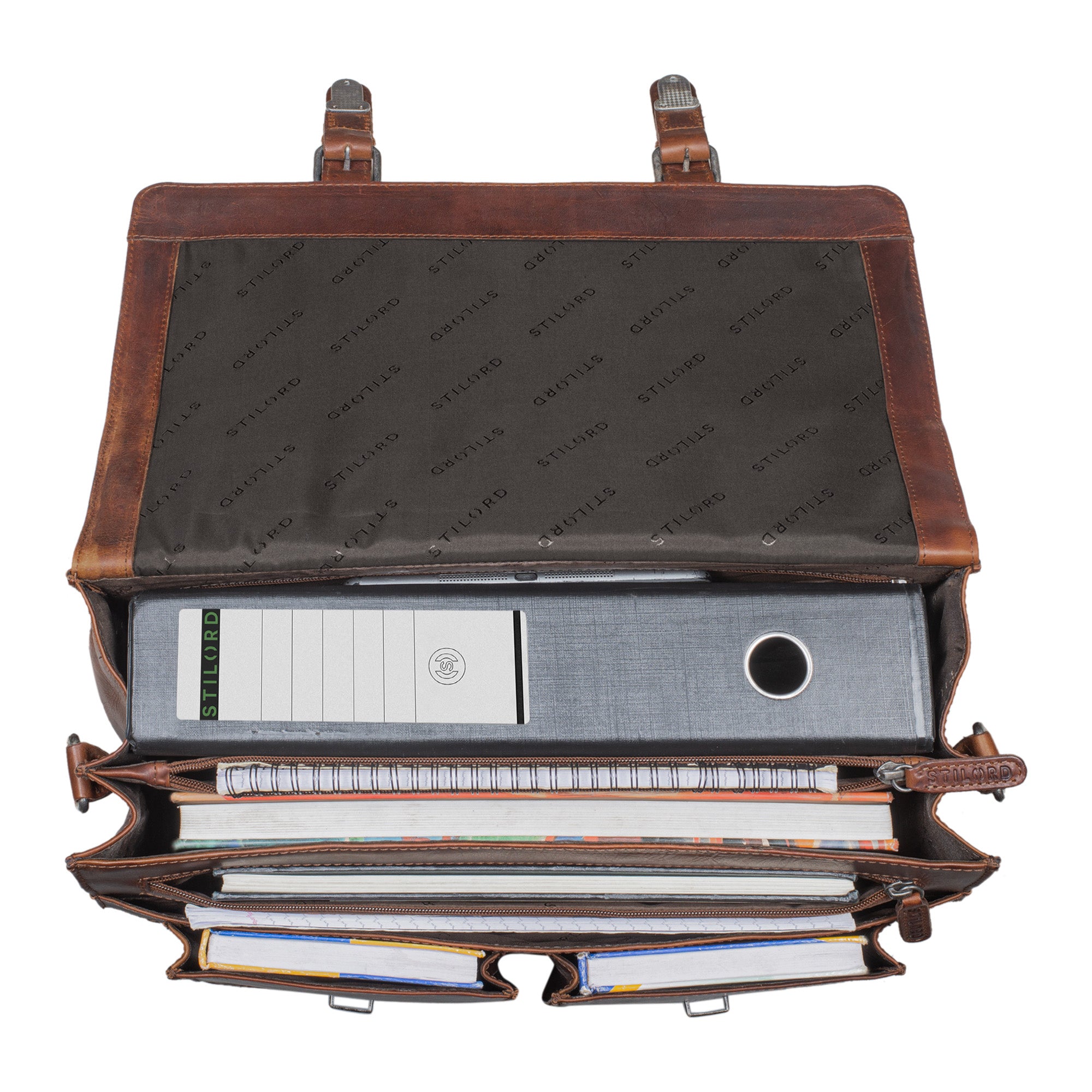 Bürotasche Trolley aufsteckbar braun