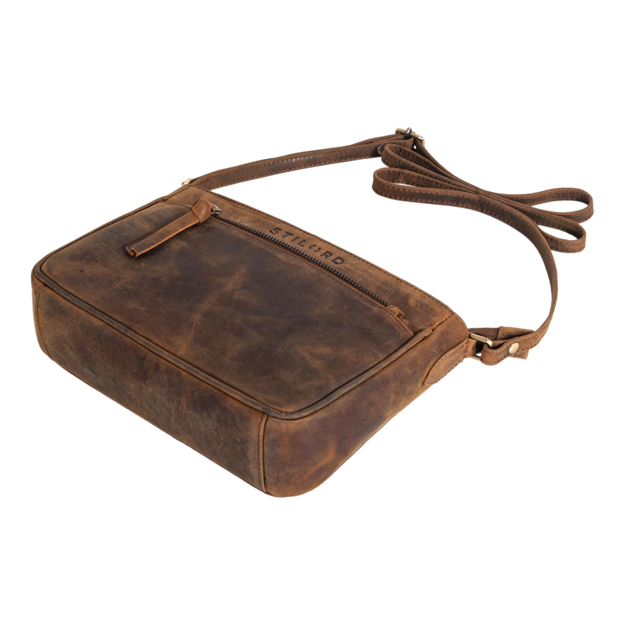 Schultertasche freizeit echtleder braun