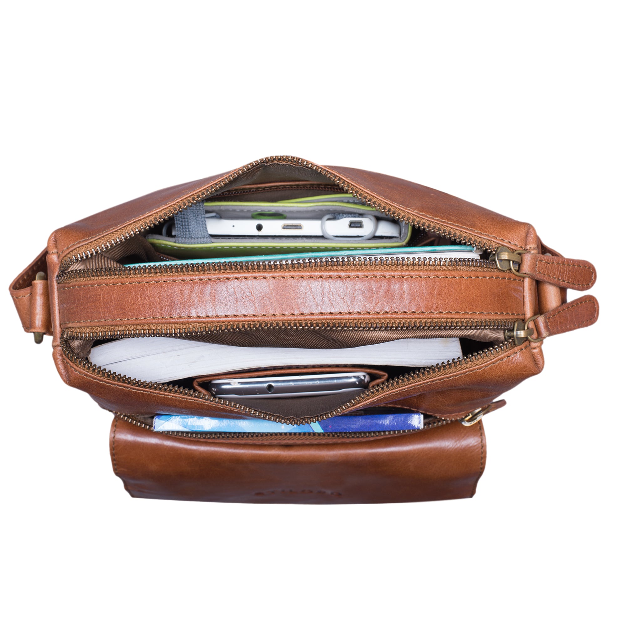 Umhängetasche Retro Damen Leder braun