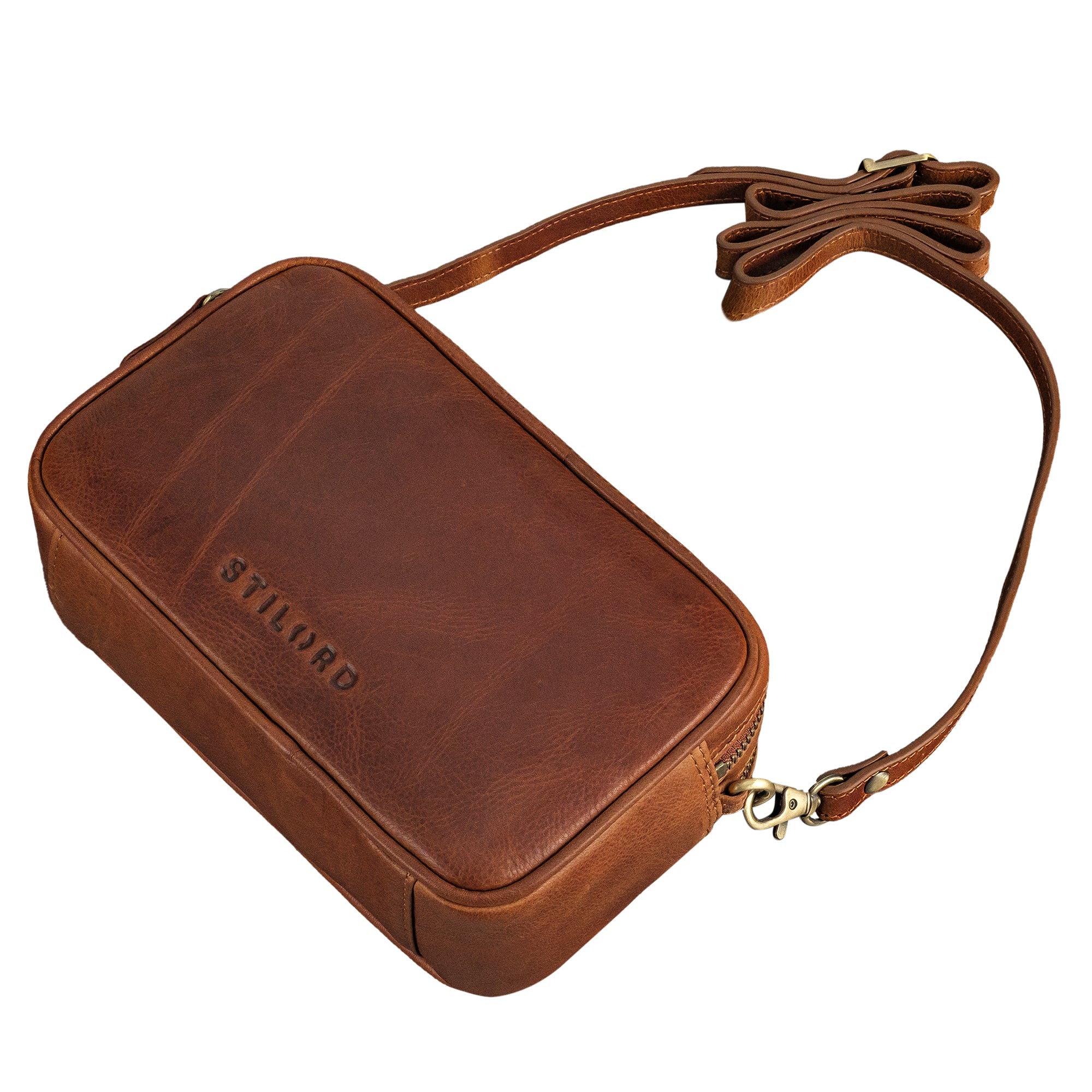 Crossbody Bag braun Leder Damen