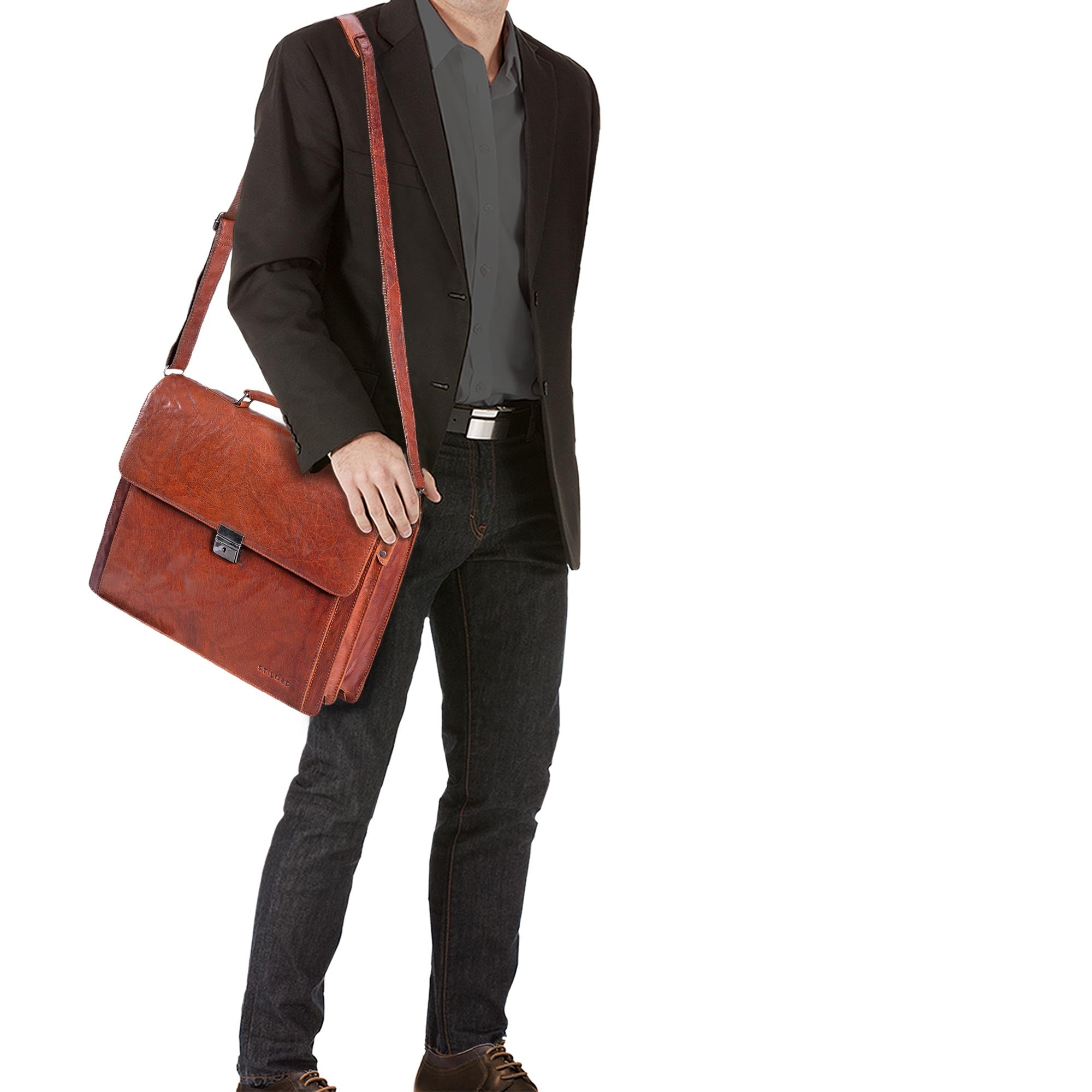 Große Ledertasche für DIN A4 Aktenordner