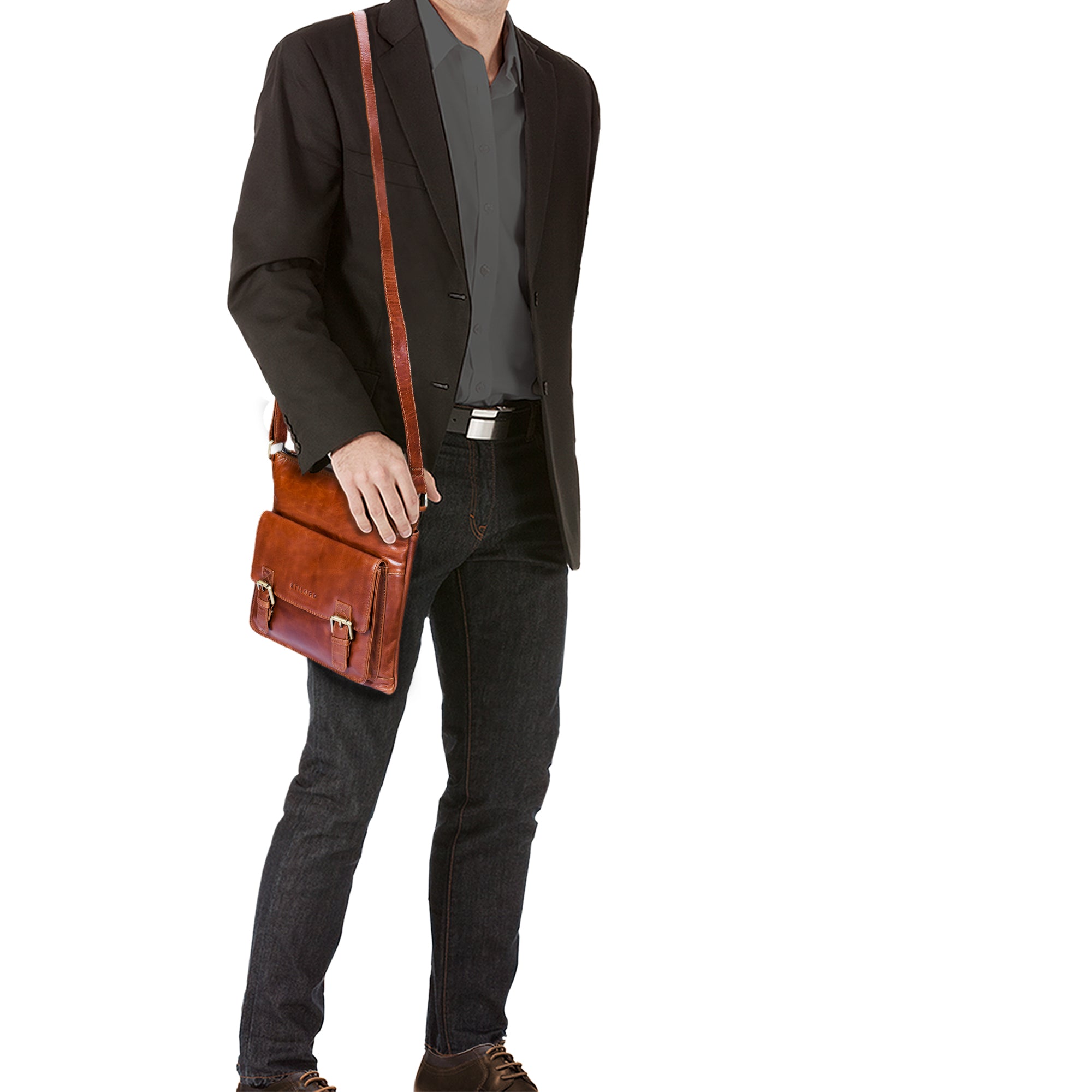 Herren Schultertasche echtes Leder