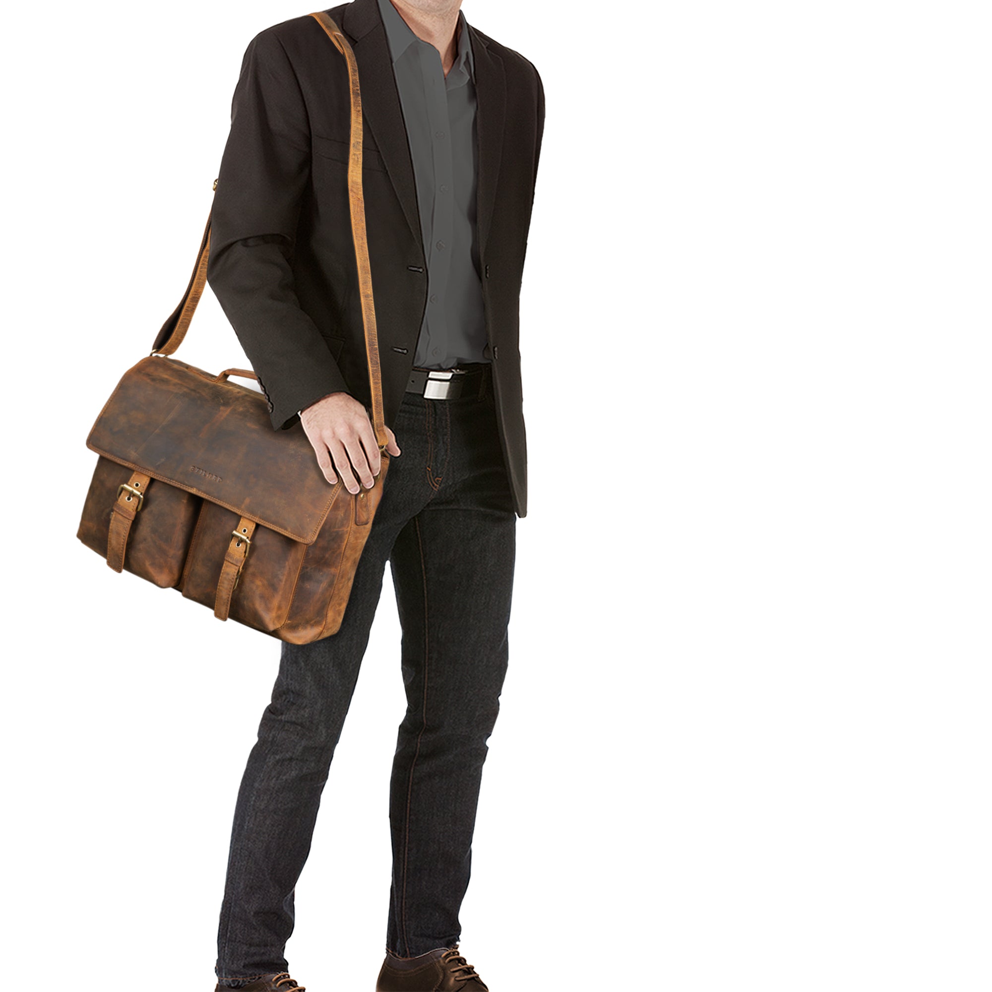 Aktentasche Schultertasche Männer echtes Leder