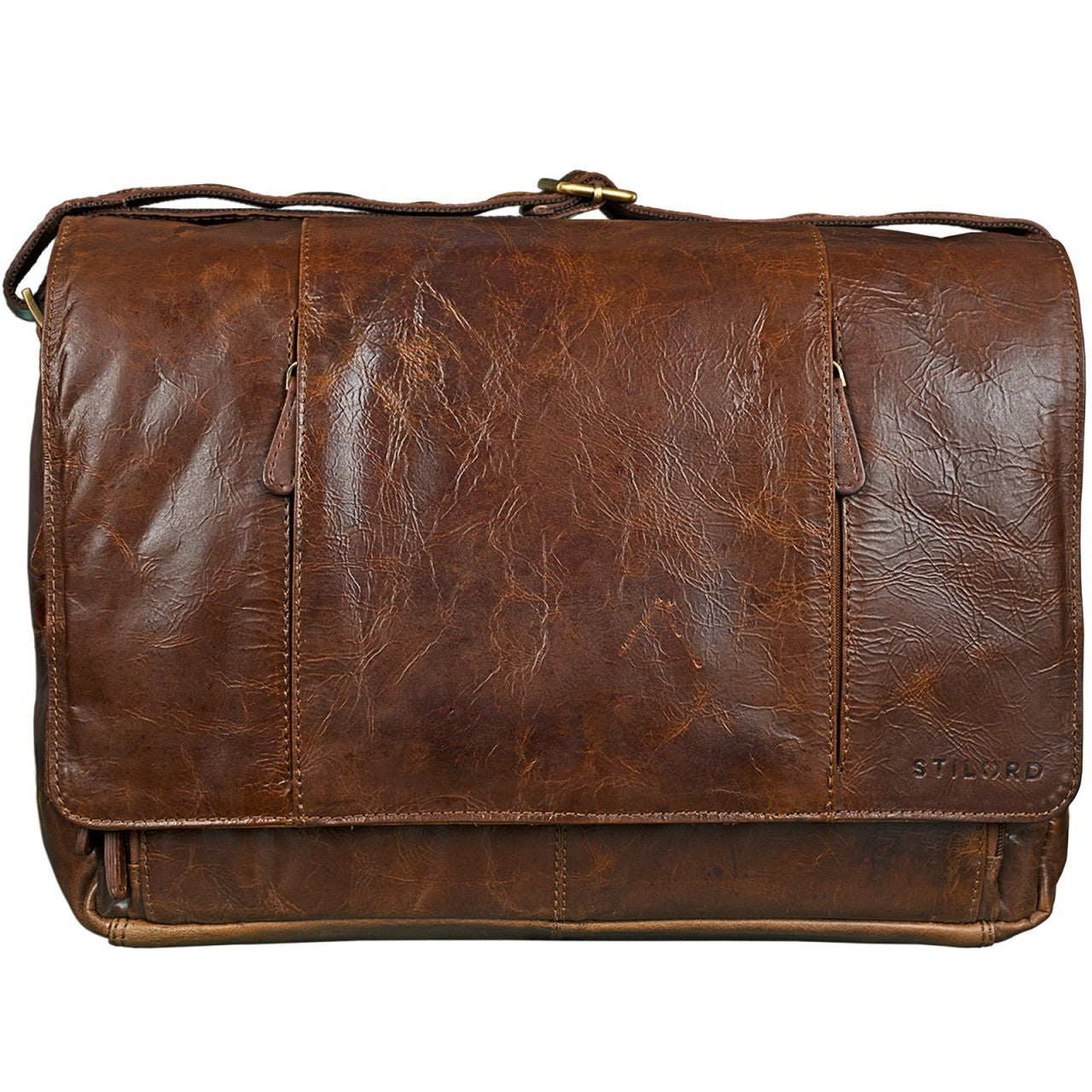 Leder Schultertasche antik braun