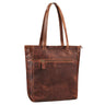 Große Schultertasche Leder cognac aus der schrägen Frontalperspektive