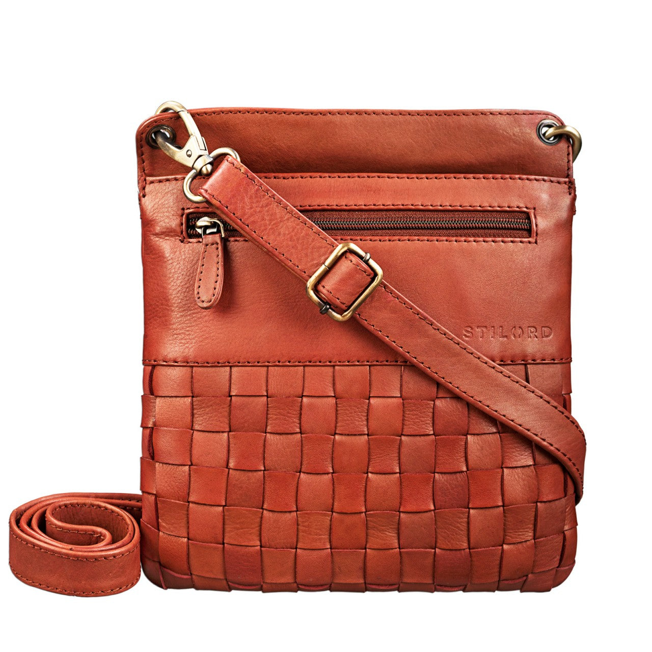 Schultertasche Leder braun
