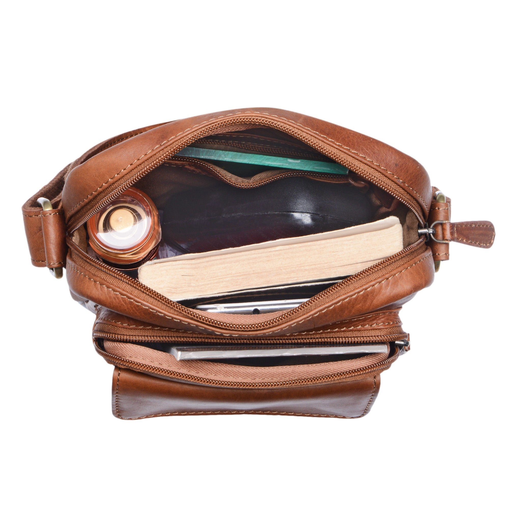 Vintage Schultertasche Leder braun
