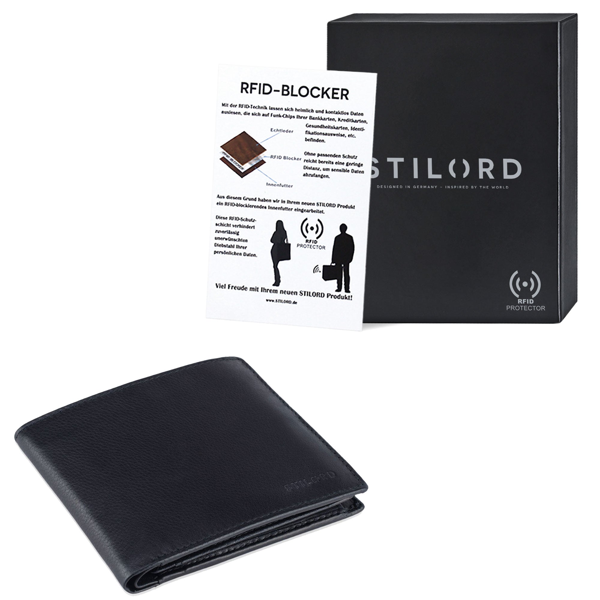 Schwarze Geldbörse Leder klein Herren
