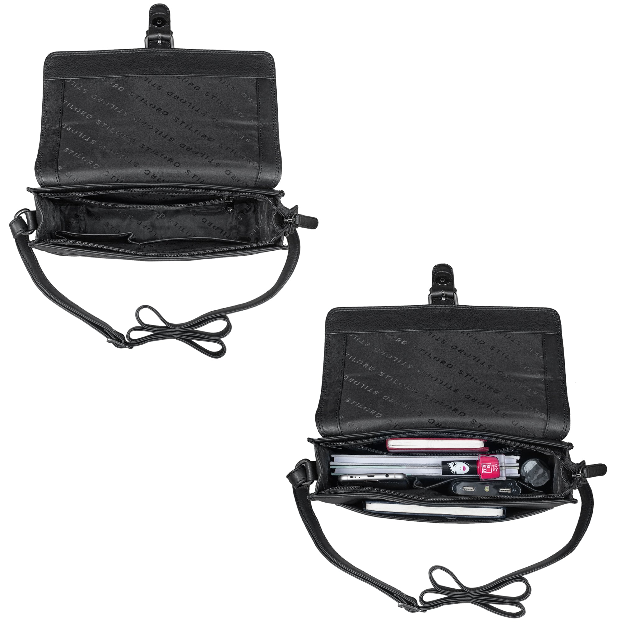 Leder Handtasche Damen schwarz