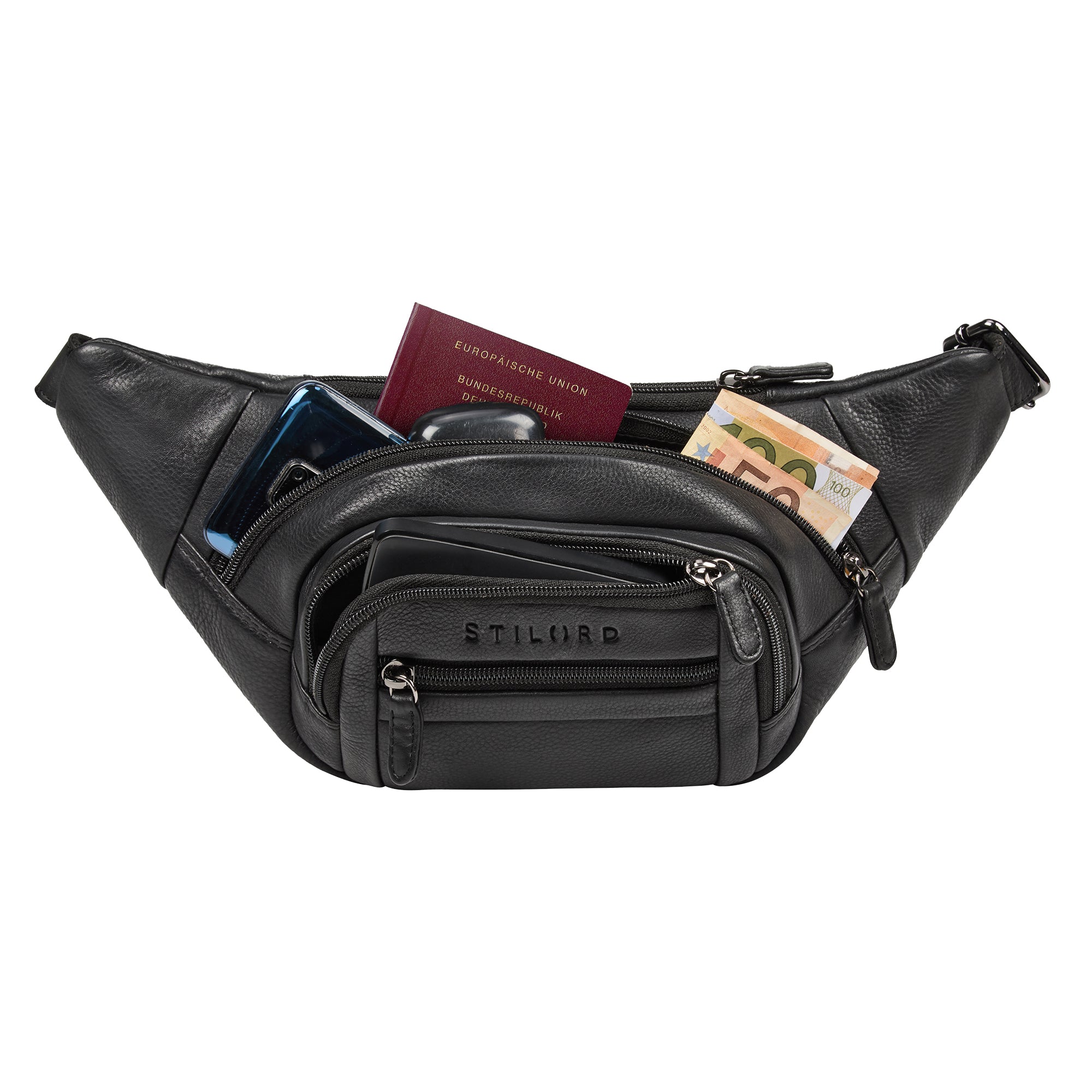 Gürteltasche Herren Leder schwarz