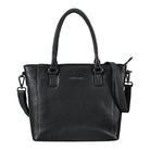 Damen Schultertasche gross Leder schwarz
