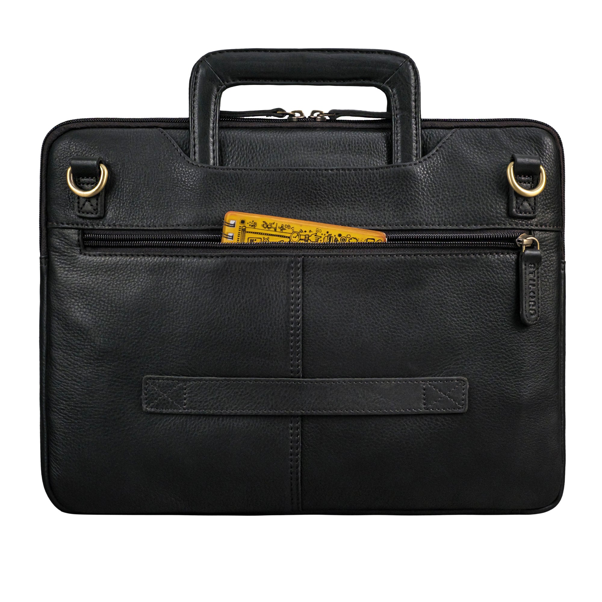 schwarze Leder Laptoptasche Herren