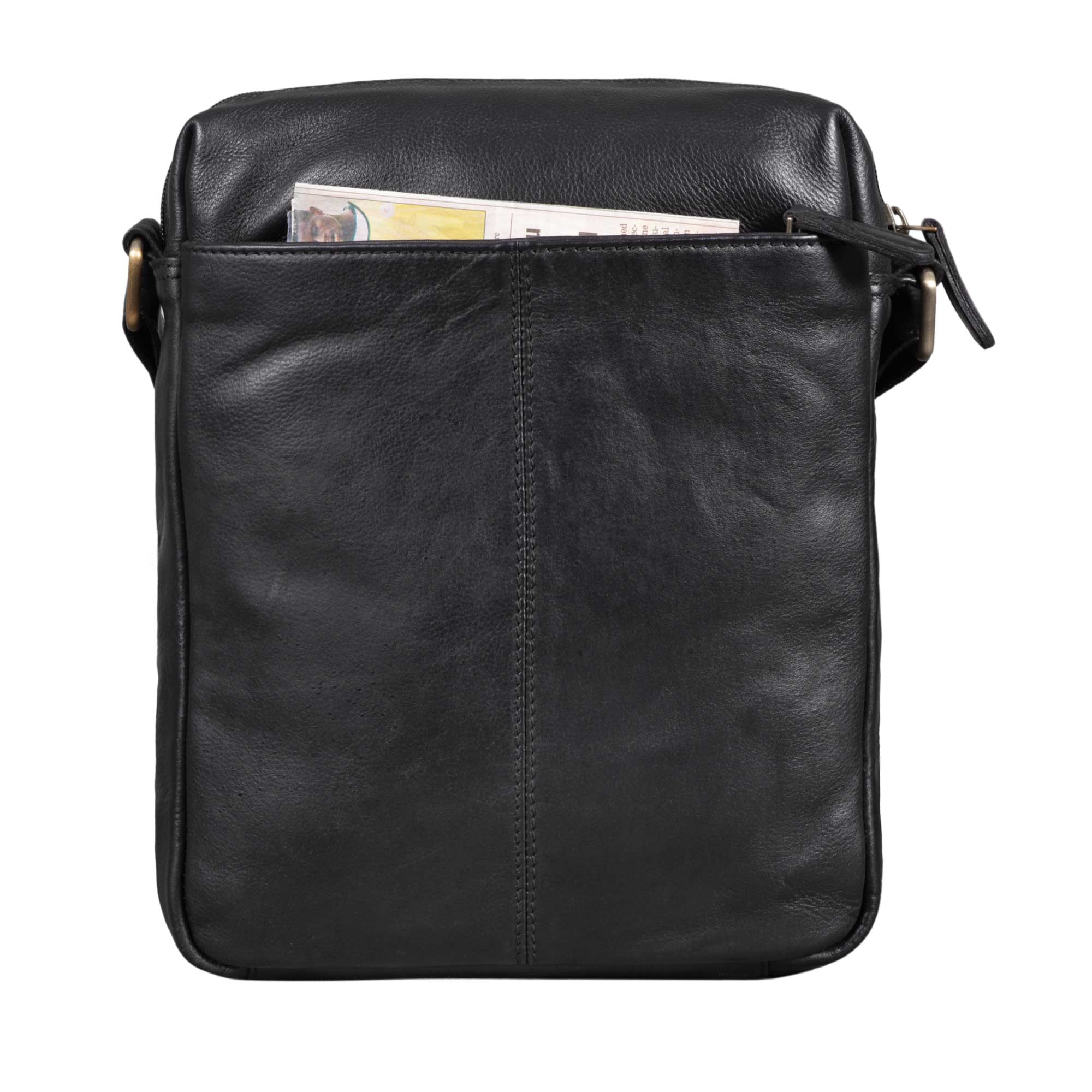Ledertasche schwarz mit Schulterriemen
