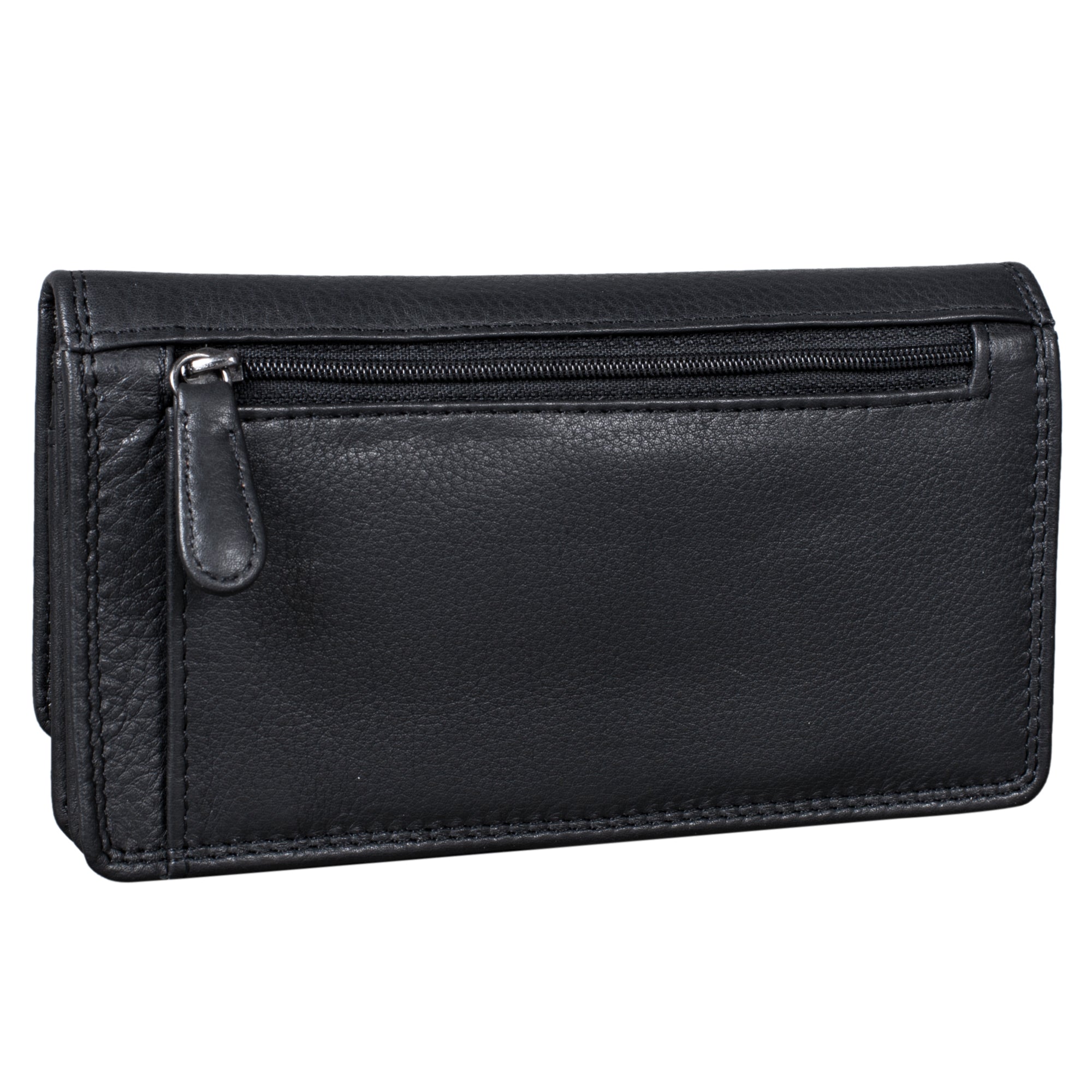 Klassisches Leder Portemonnaie Frauen schwarz