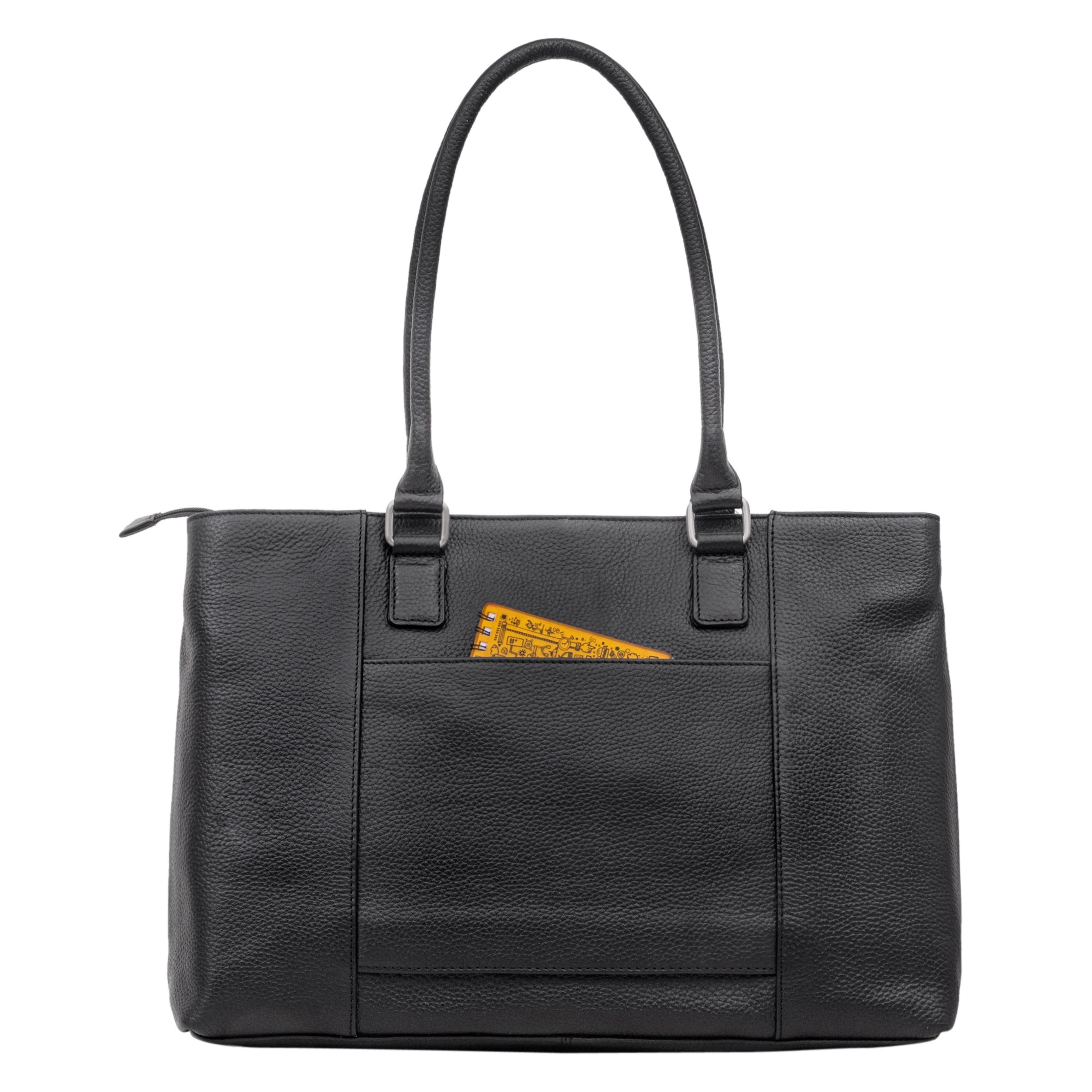 Schwarzer Damen Shopper Leder Tasche