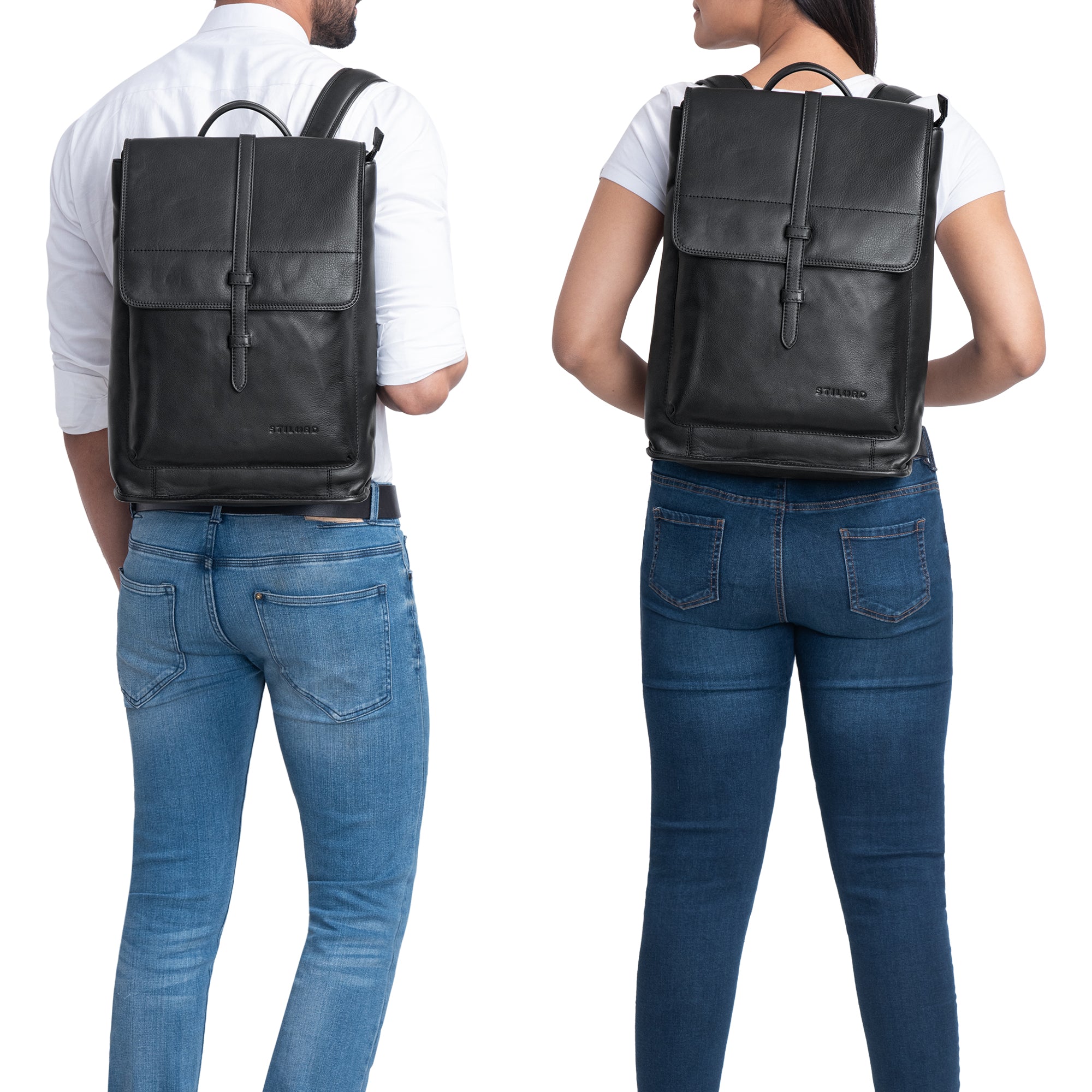 Rucksack Vintage Leder schwarz