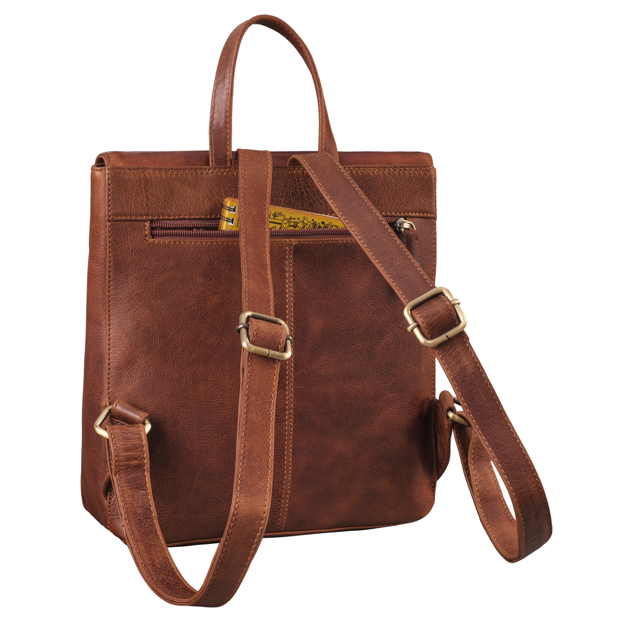 Brauner Echtleder Damen Daypack