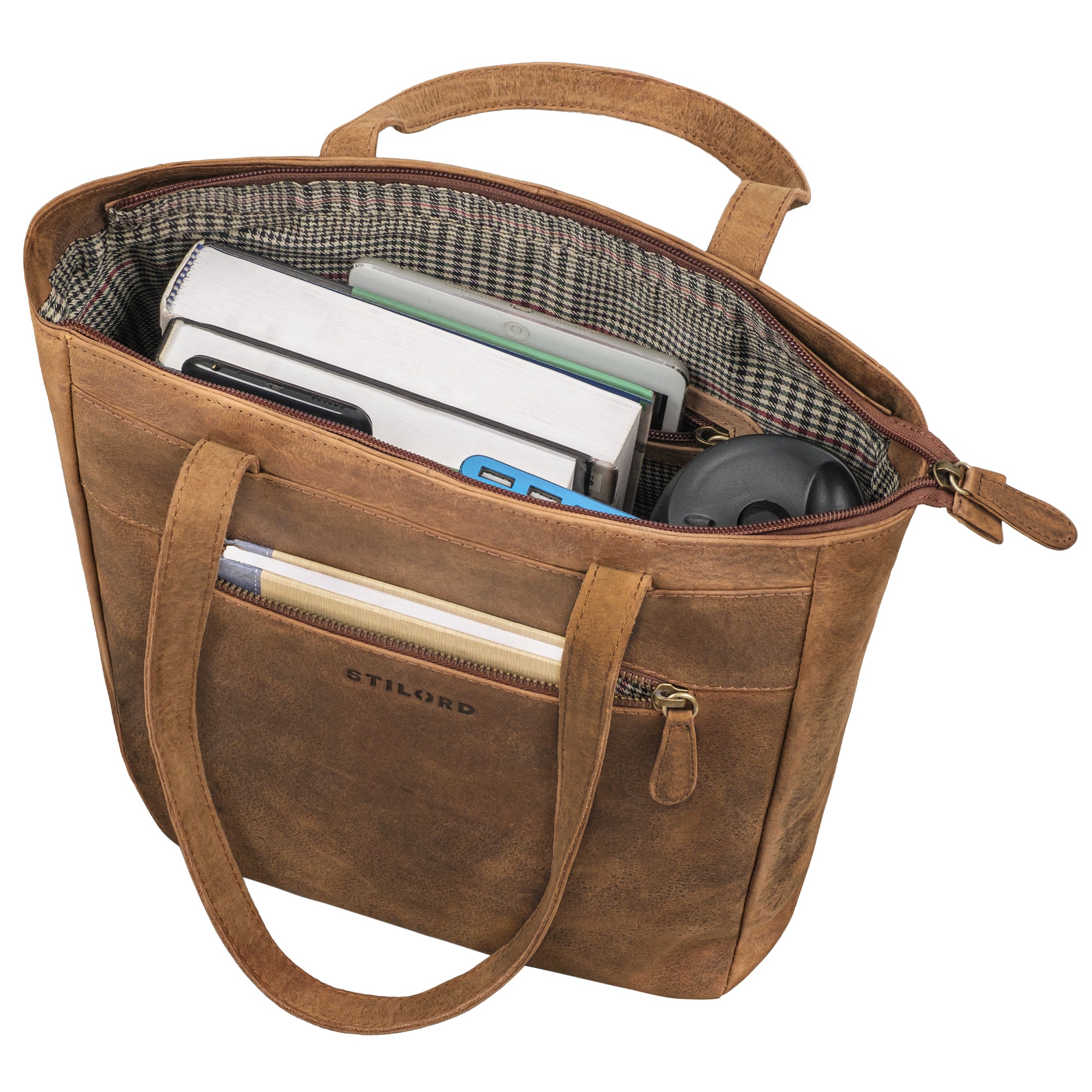 Leder Shopper braun mit großem Hauptfach