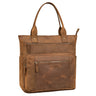 Große Handtasche Damen Leder braun mit vielen Fächern