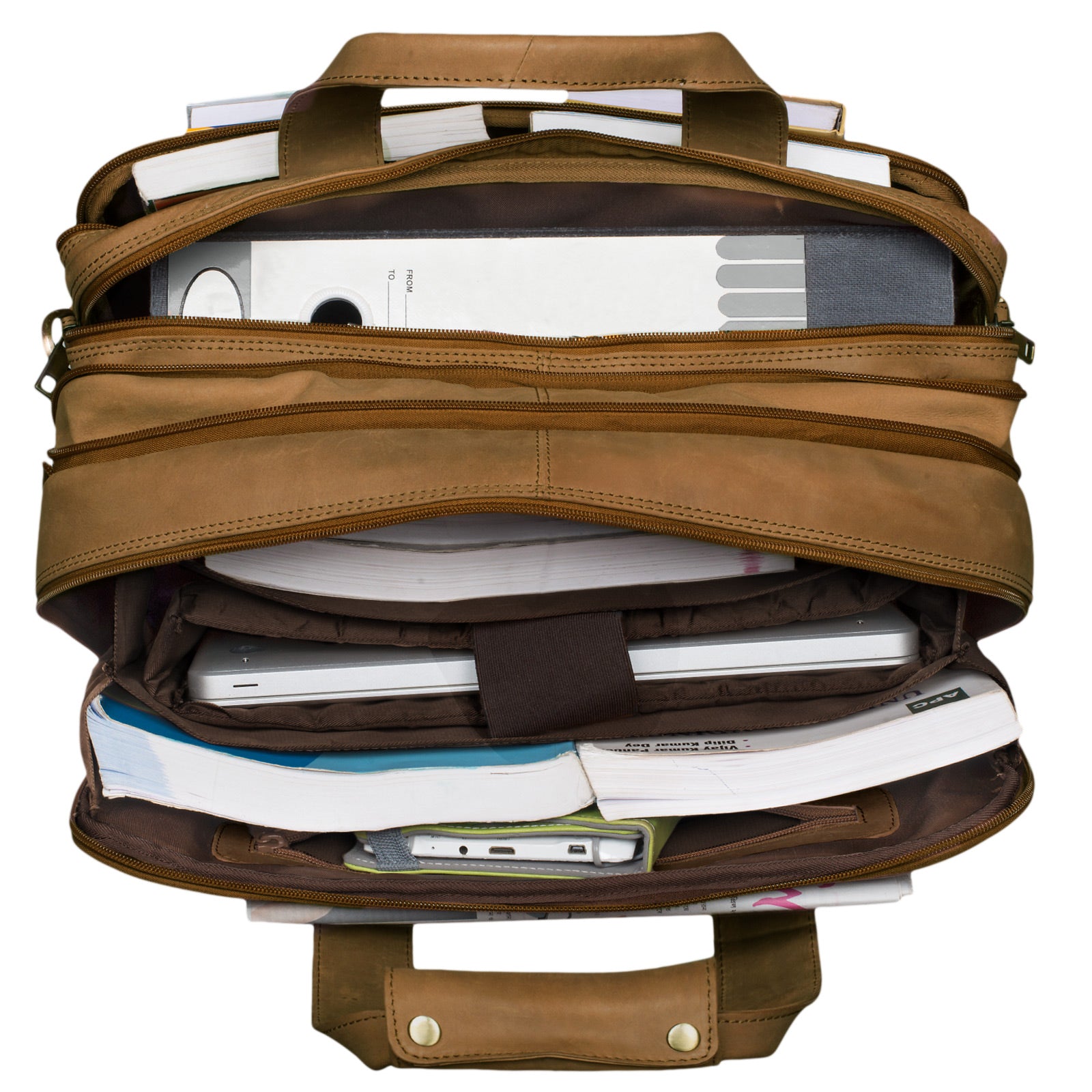 Lehrertasche Gross Vintage Hellbraun Leder