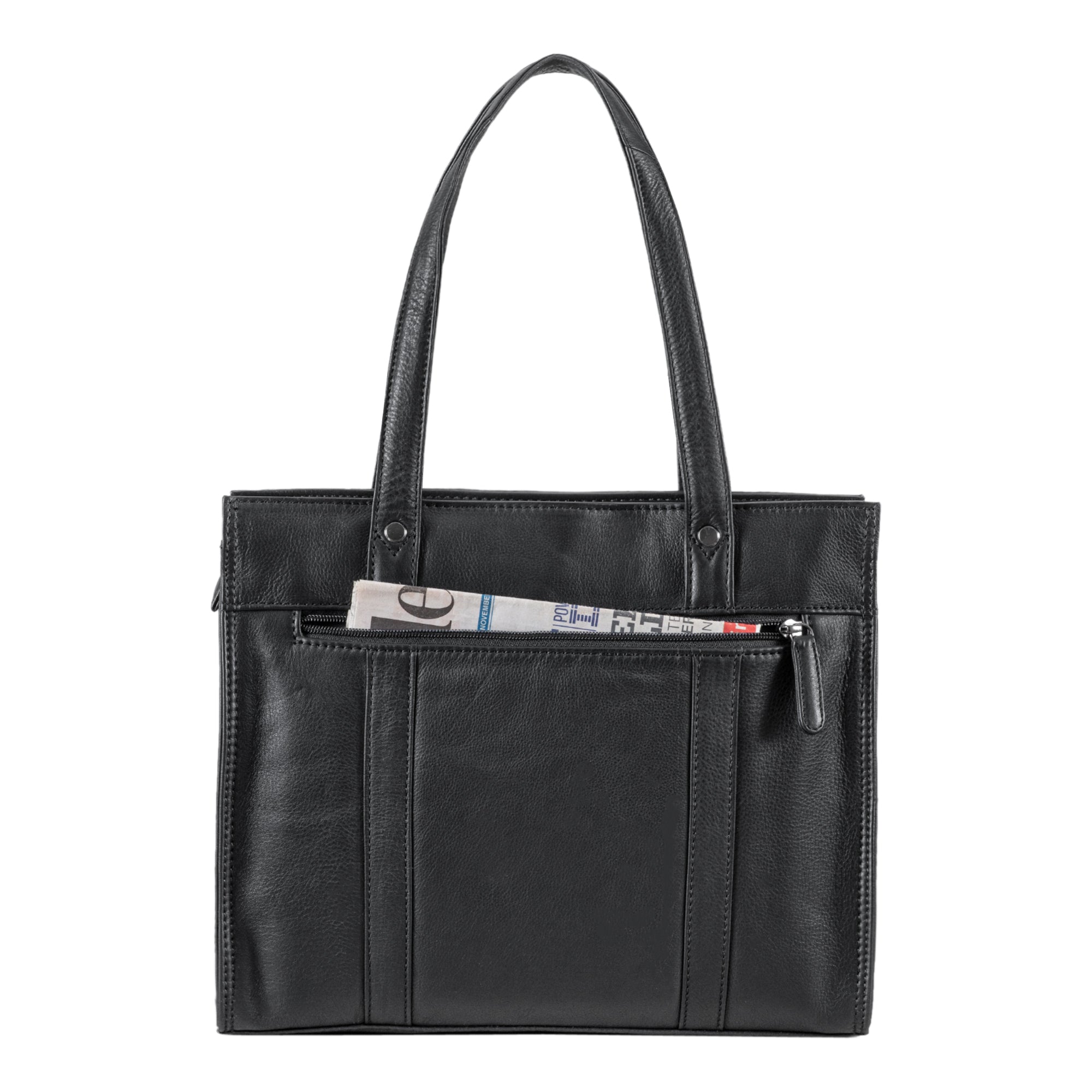 Große Ausgehtasche Damen Leder schwarz
