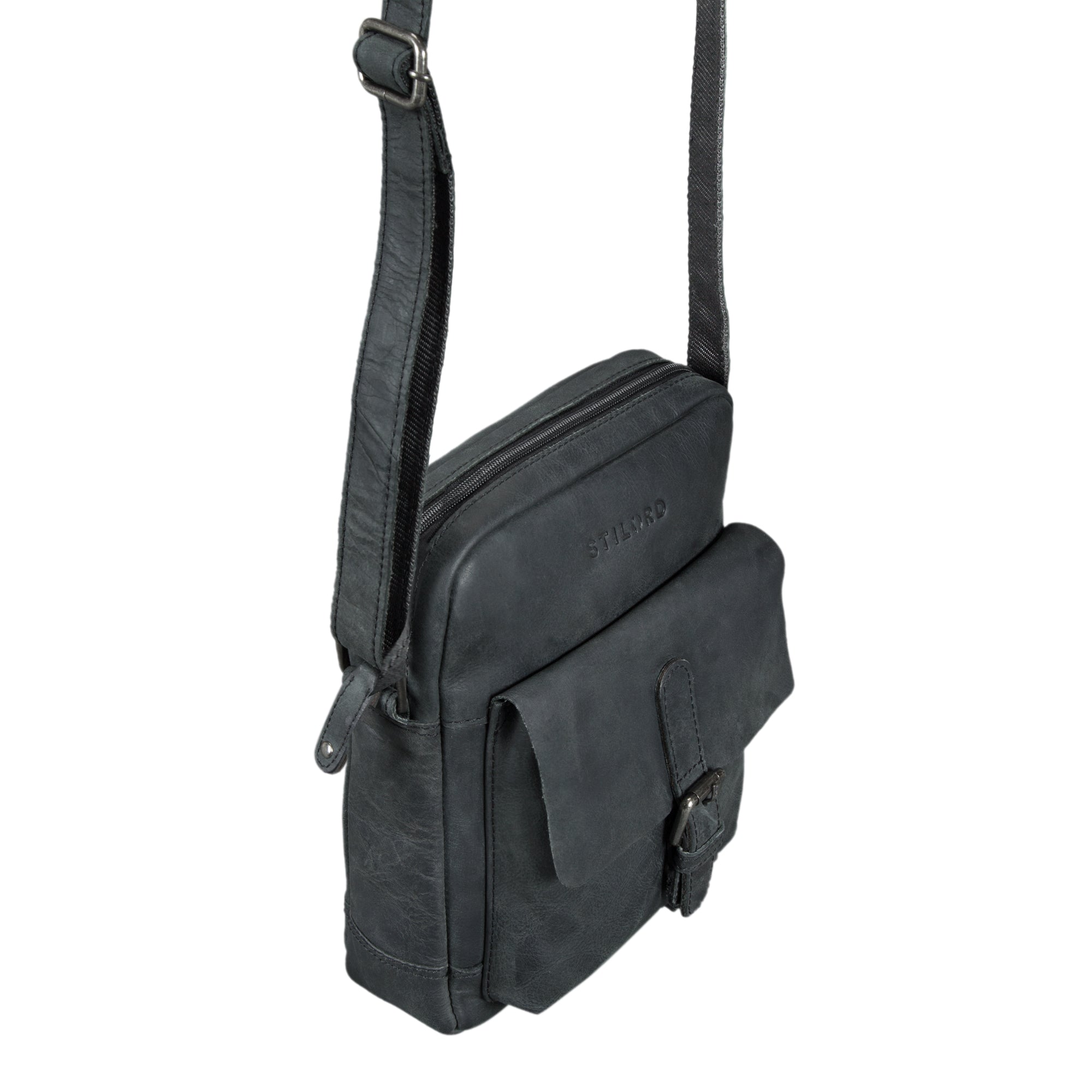 Herrentasche klein Vintage Leder schwarz