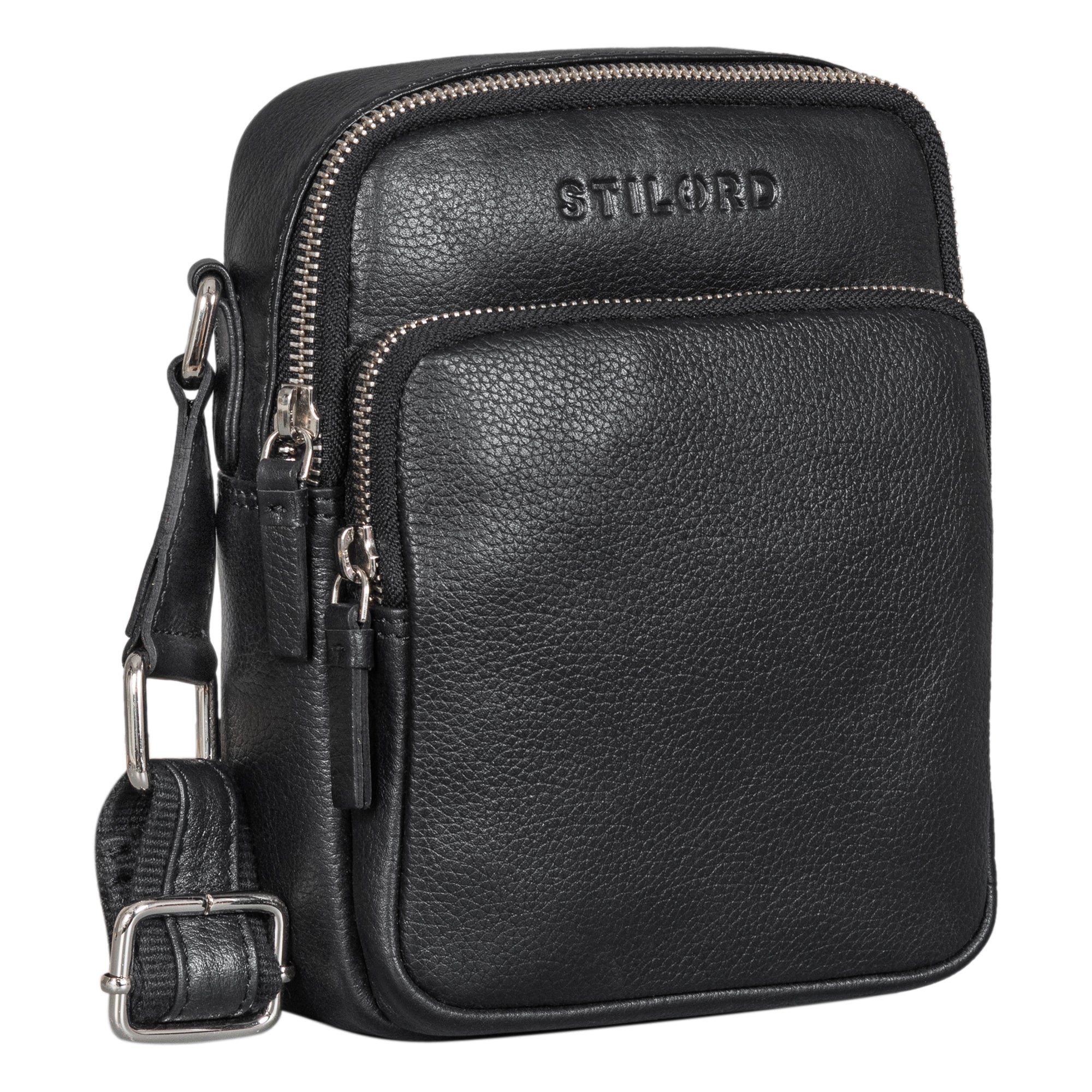 Klassische kleine schwarze Ledertasche
