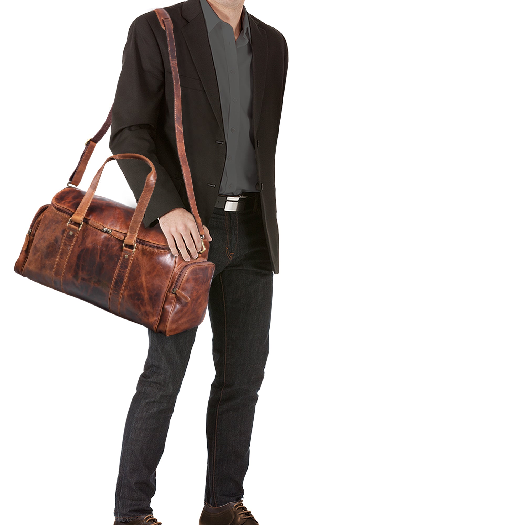 Leder Reisetasche zum Umhängen braun