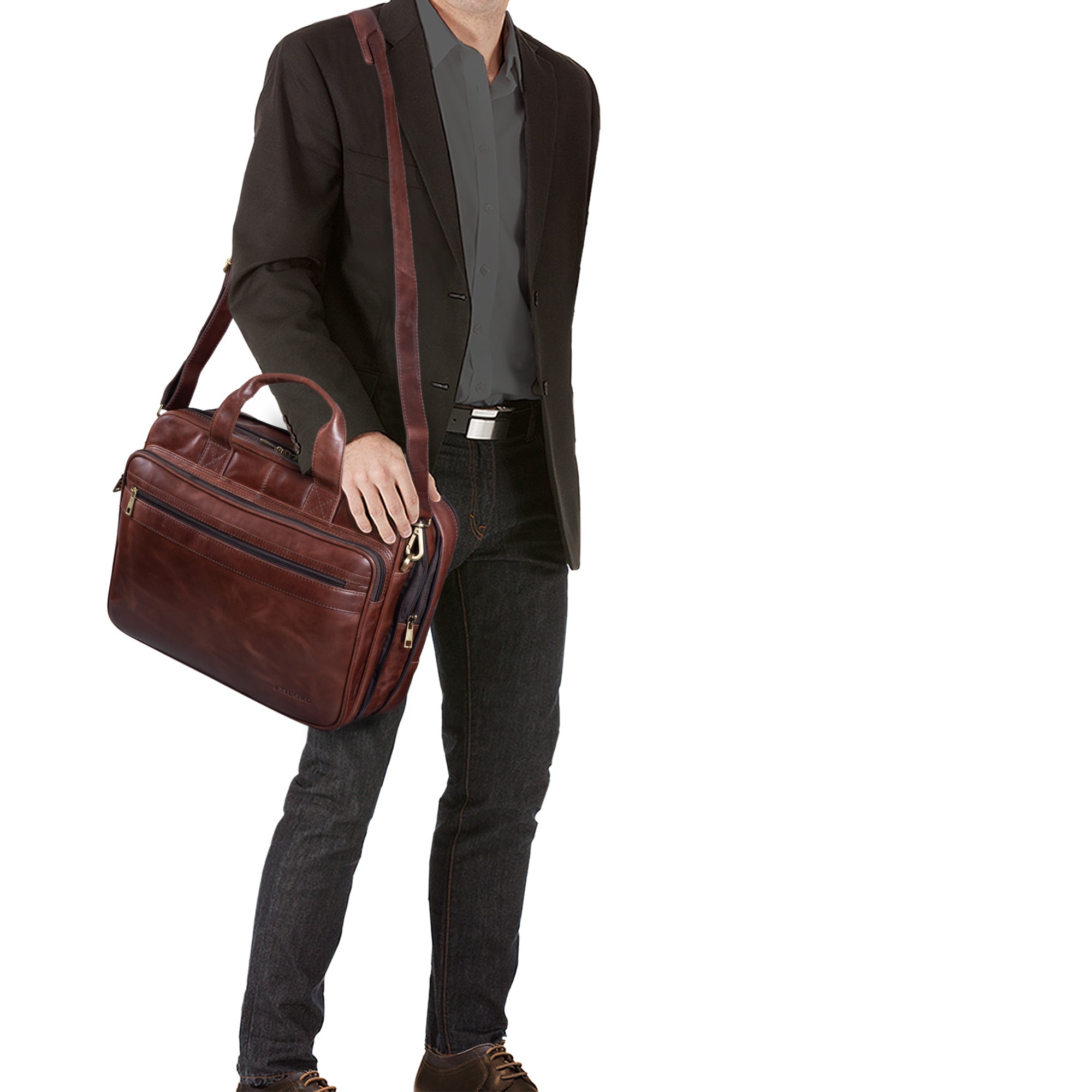 XXL Schultertasche Herren braun