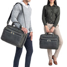 Graue Ledertasche Umhängetasche XL