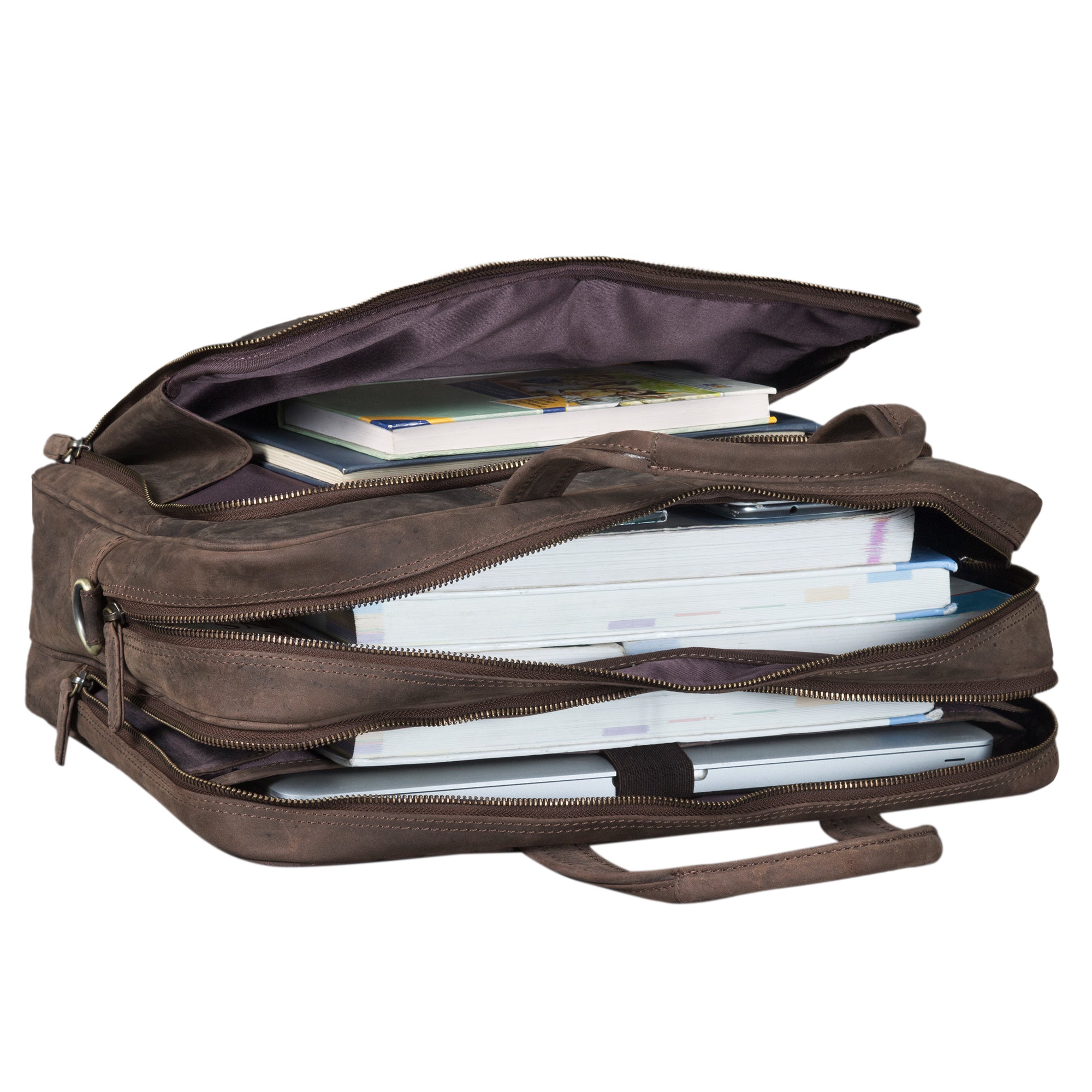 Ledertasche für Notebooks Laptops 15.6 Zoll dunkelbraun